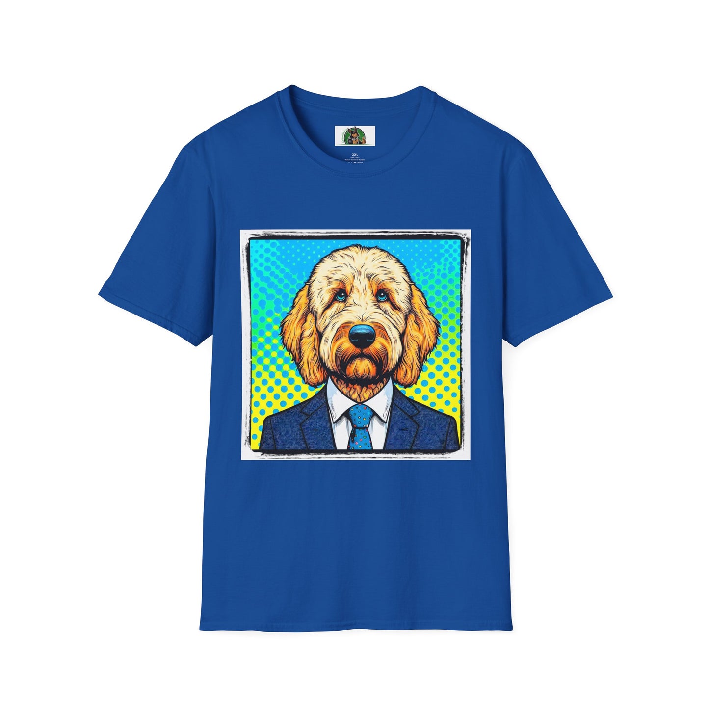 Golden Doodle blue suit t shirt T-Shirt Printify XS Royal