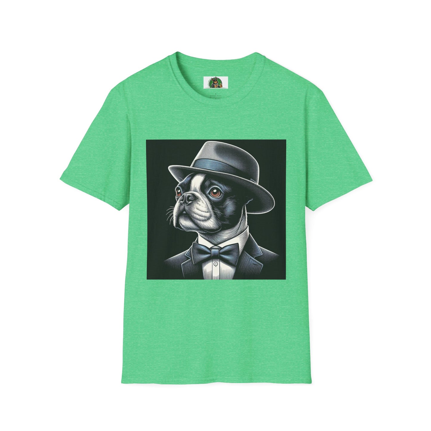 Boston Terrier Classy Dog In Suit Shirt T-Shirt Printify S Heather Irish Green