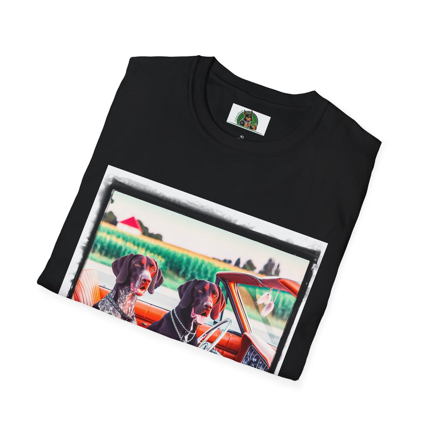 Wacky German Shorthaired Pointer friends driving t shirt T-Shirt Printify