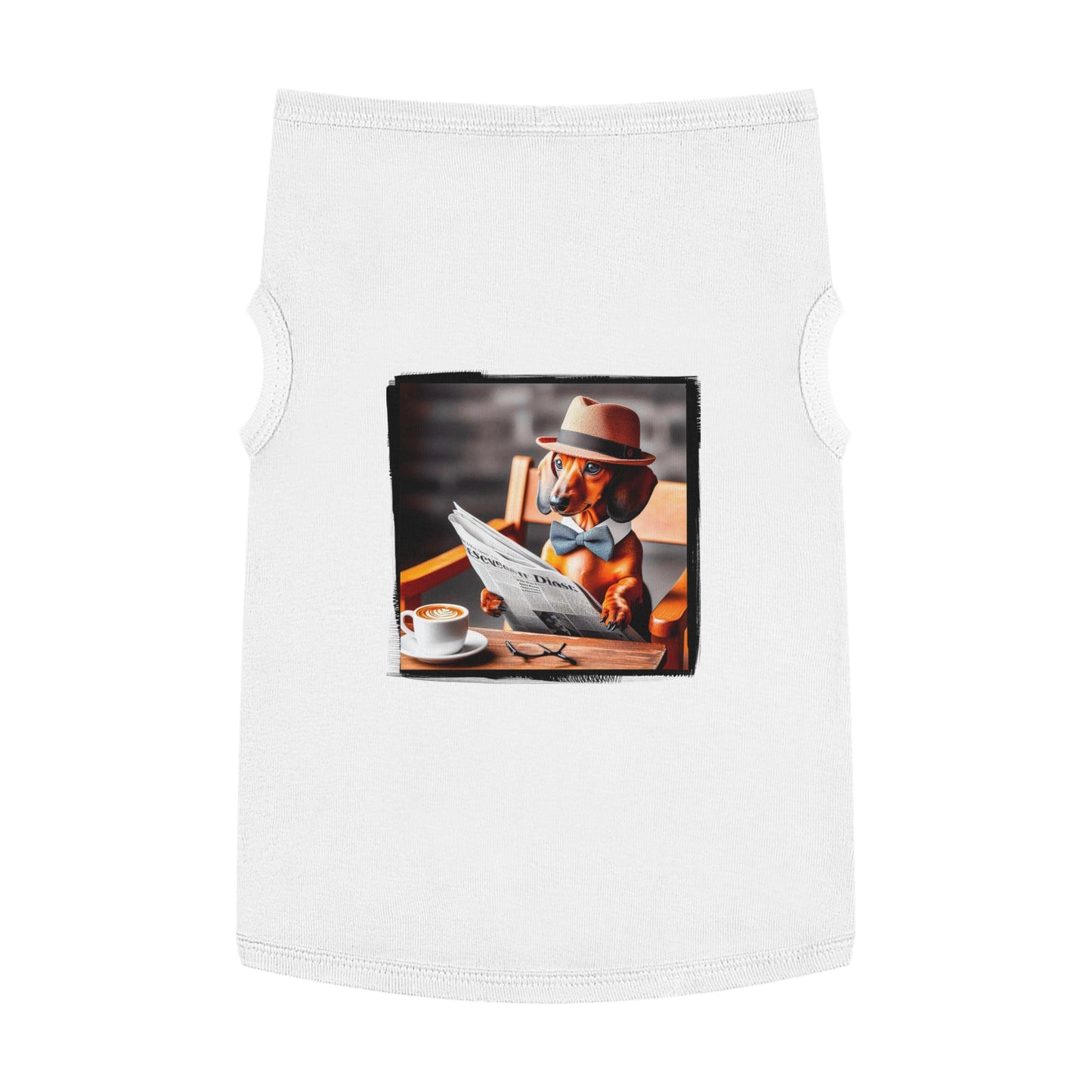 Pet Tank Top Dachshund coffee morning t shirt Pets Printify XL White