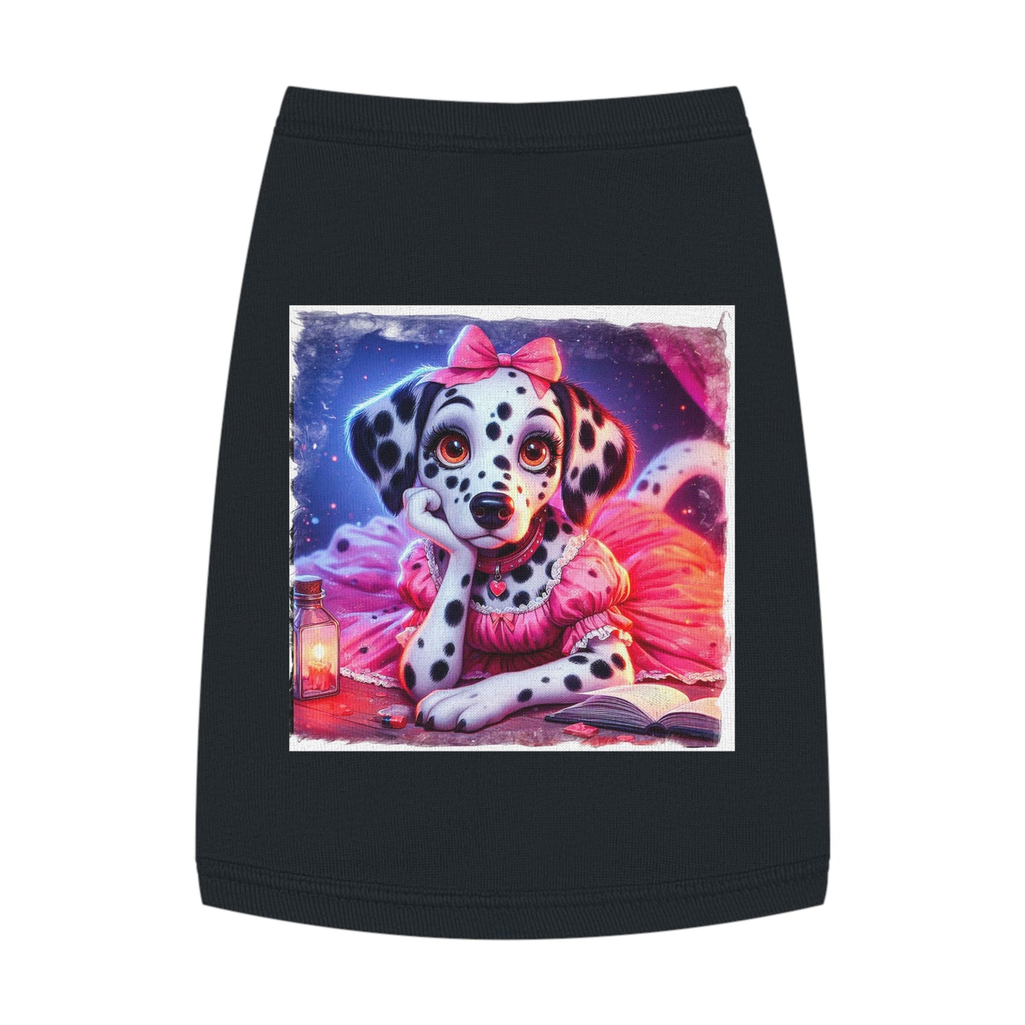 Pet Tank Top Dalmatian pretty in pink t shirt Pets Printify M Black