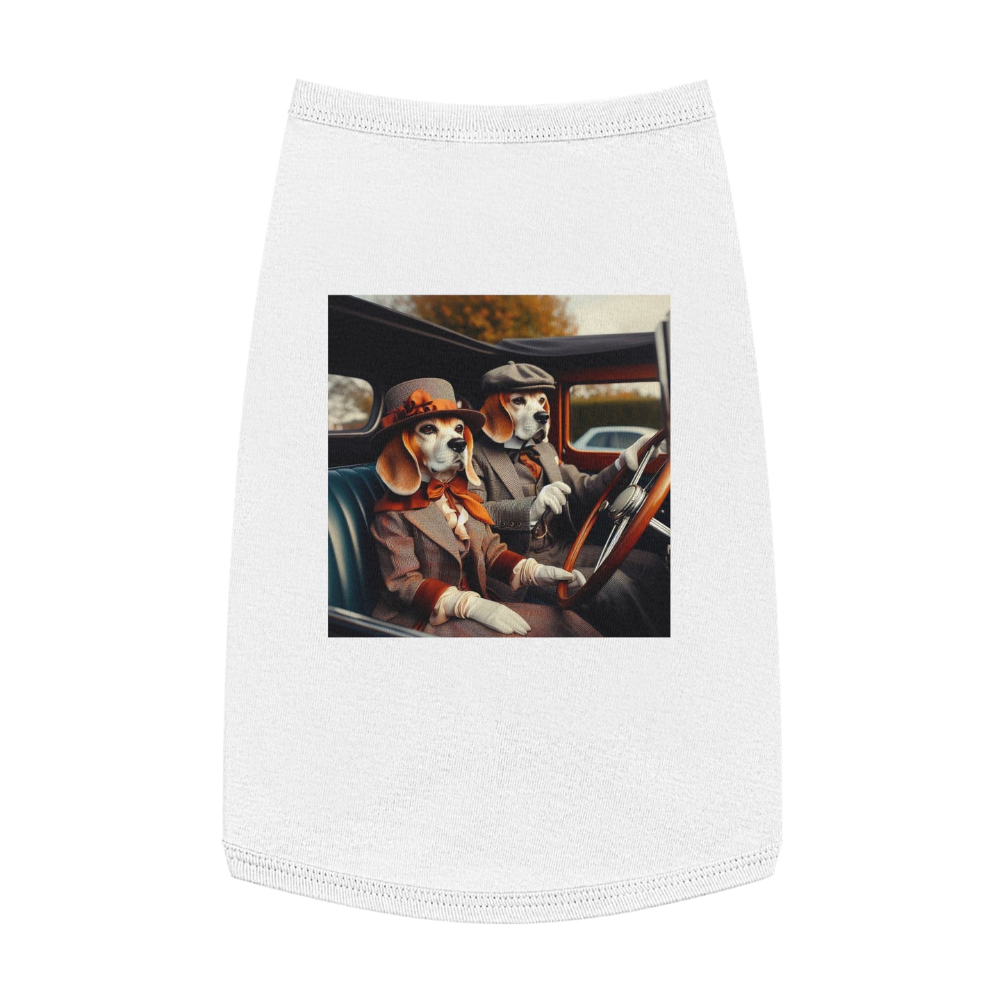 Pet Tank Top Wacky Beagle Dogs In Old Time Car Pets Printify L White