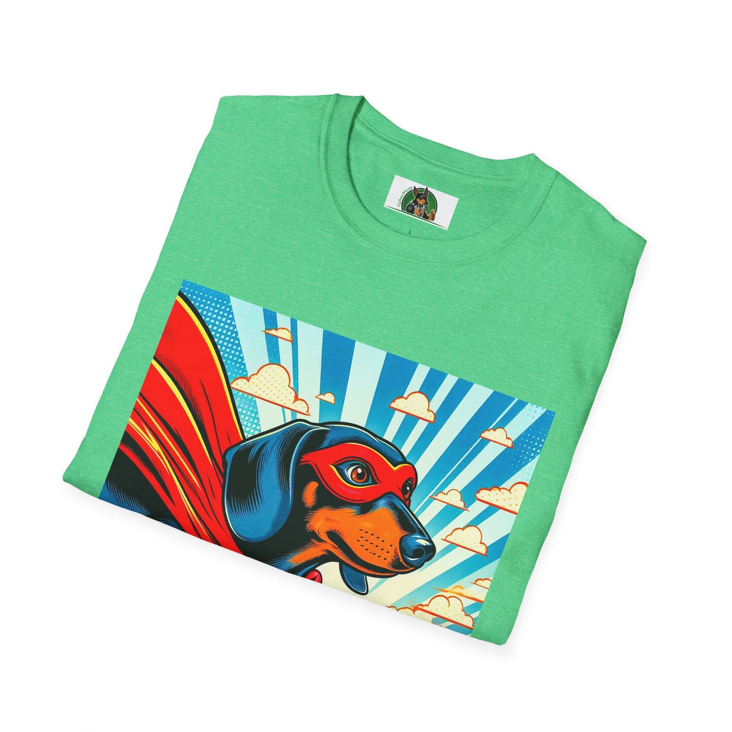 Dachshund flying superhero t shirt