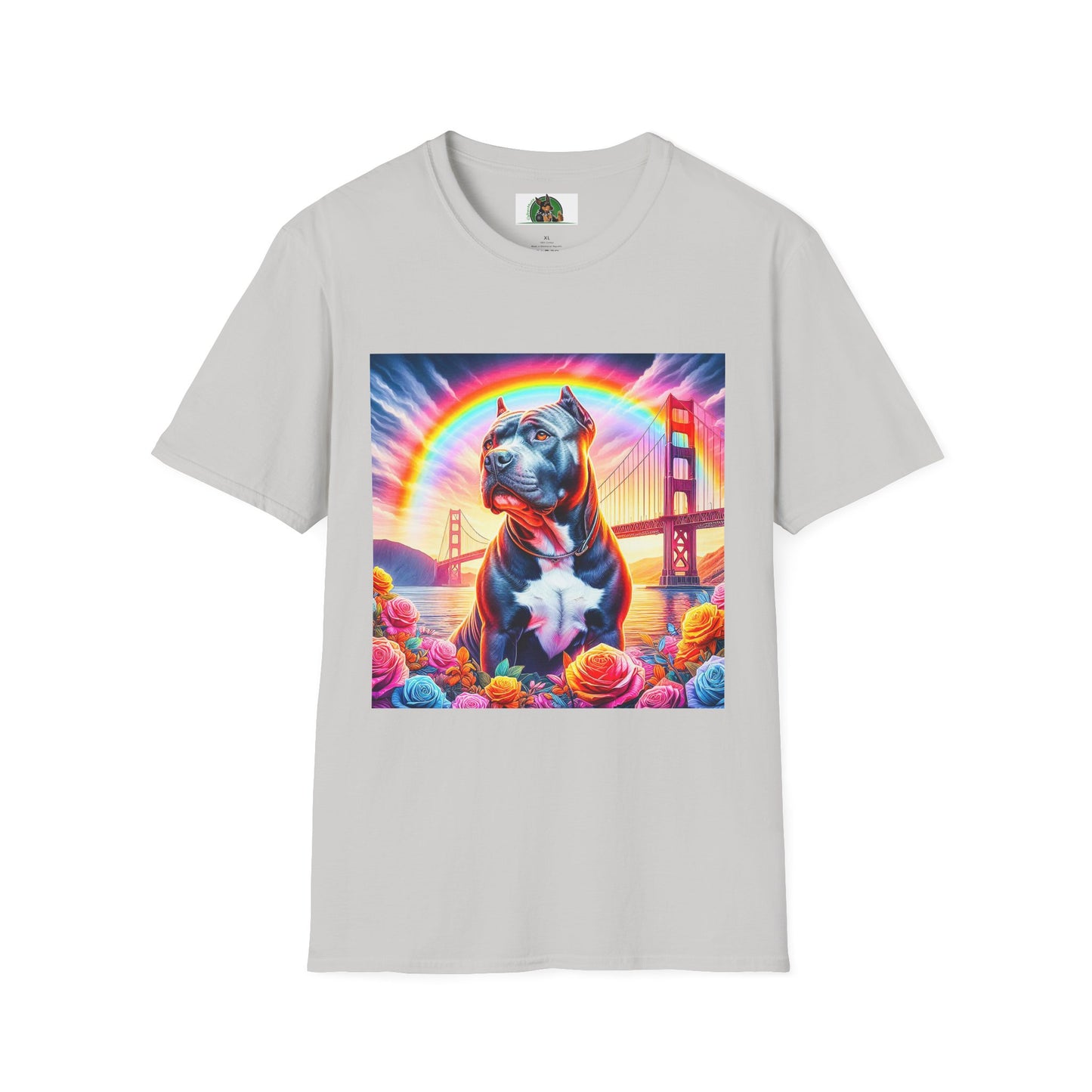 Pit Bull colorful bridge shirt T-Shirt Printify S Ice Grey