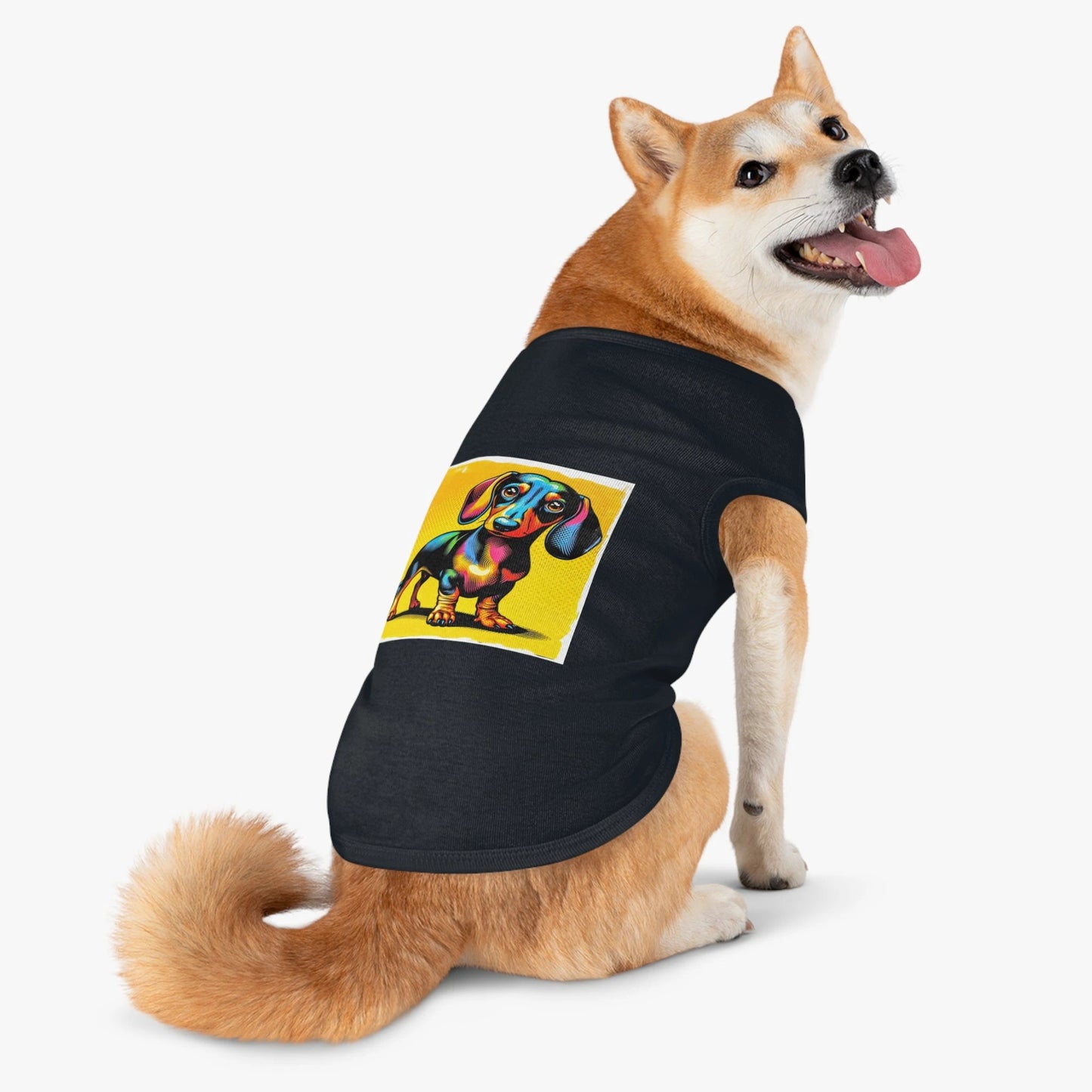 Dachshund Colorful Pet Tank Top Puppy Shirt For Small Dogs Premium Breathable Cotton Summer Tee by Printify