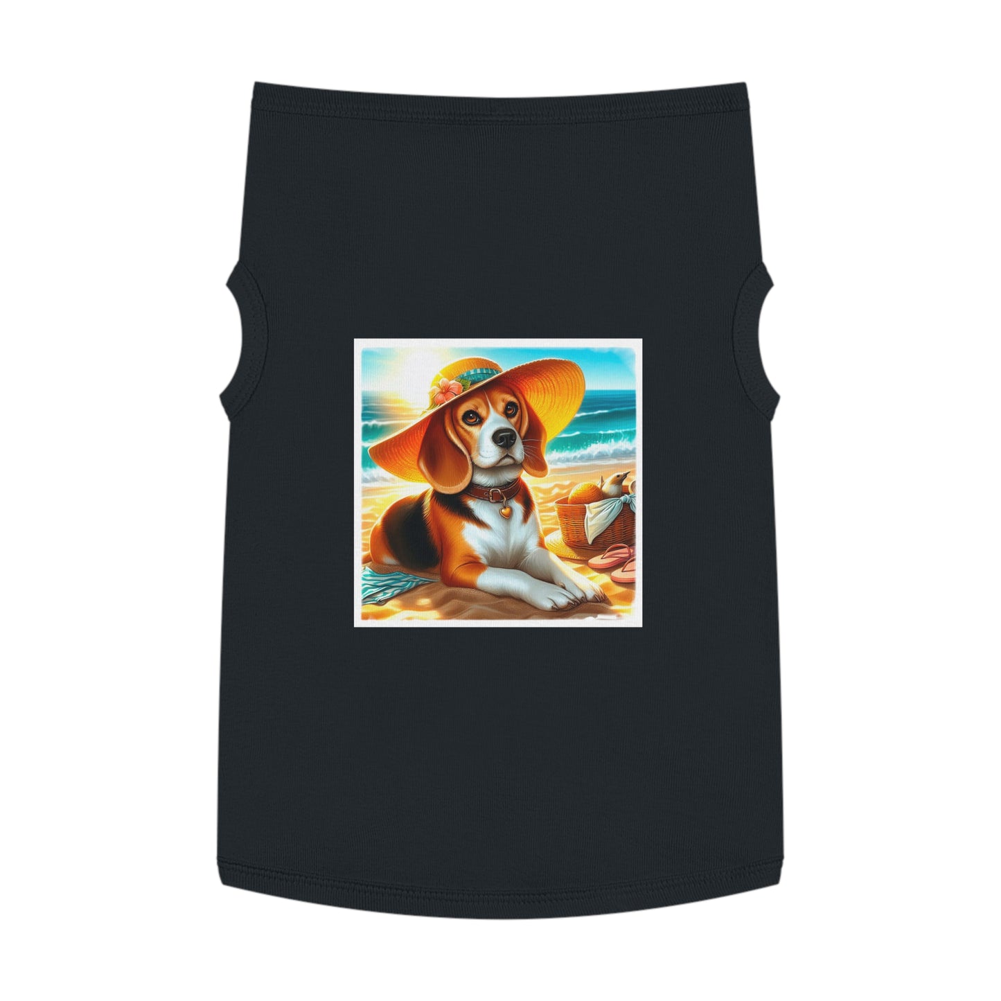 Pet Tank Top Beagle Wearing Sun Hat Pets Printify