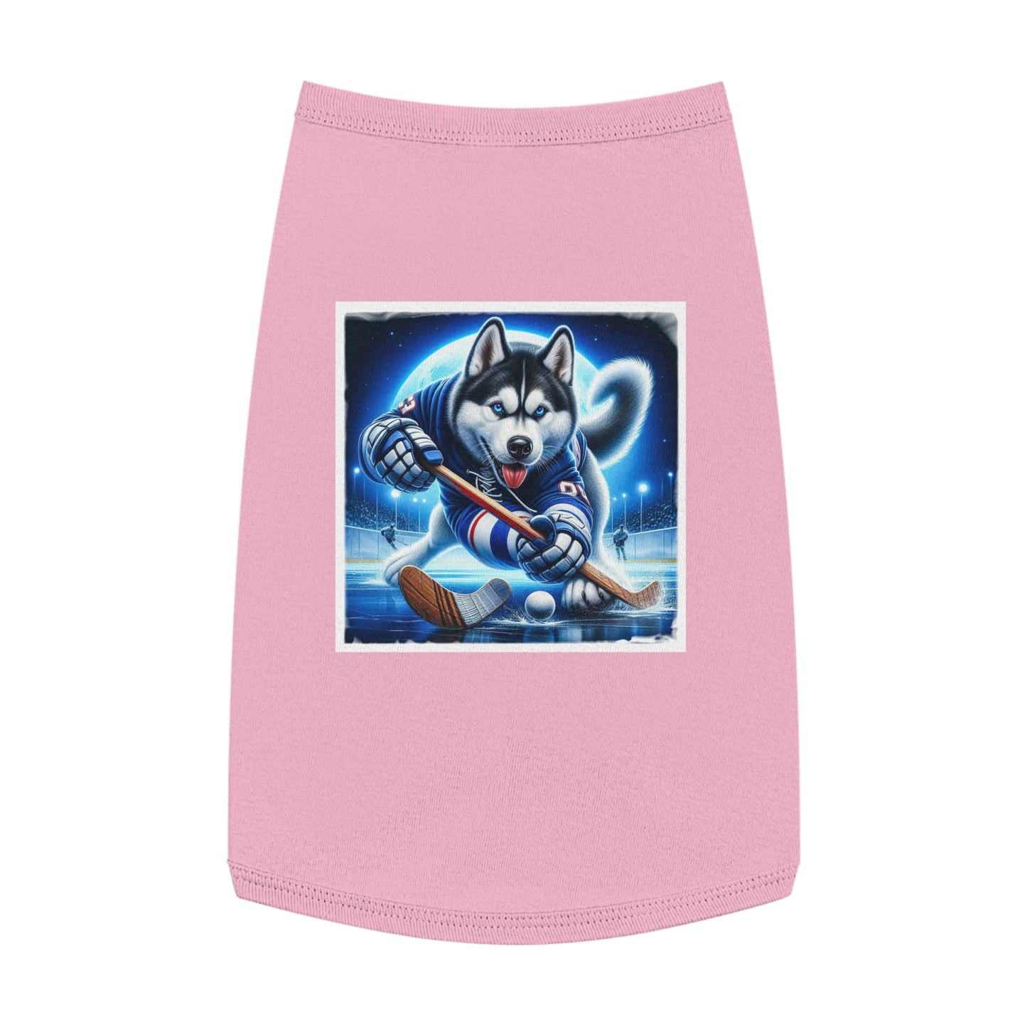Pet Tank Top Husky hockey player Pets Printify L Pink