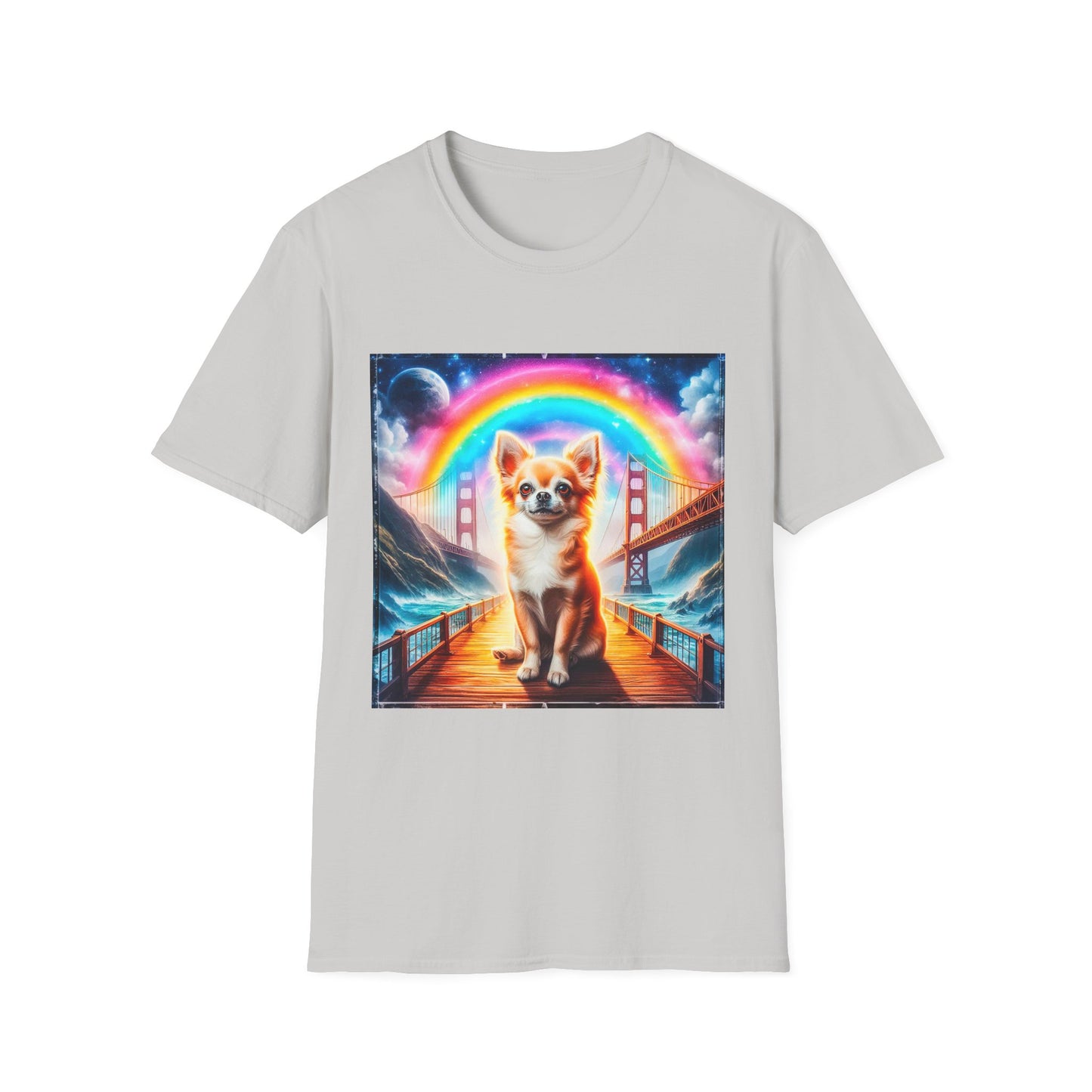 Chihuahua rainbow bridge t shirt T-Shirt Printify S Ice Grey