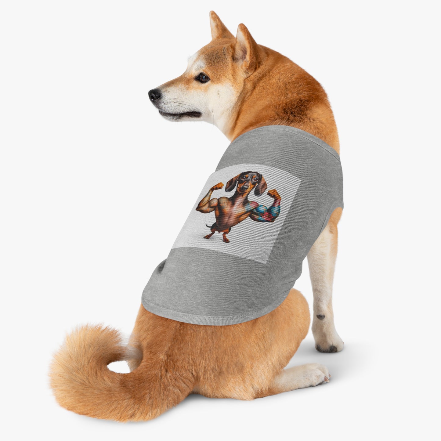 Pet Tank Top Dachshund muscle man t shirt Pets Printify