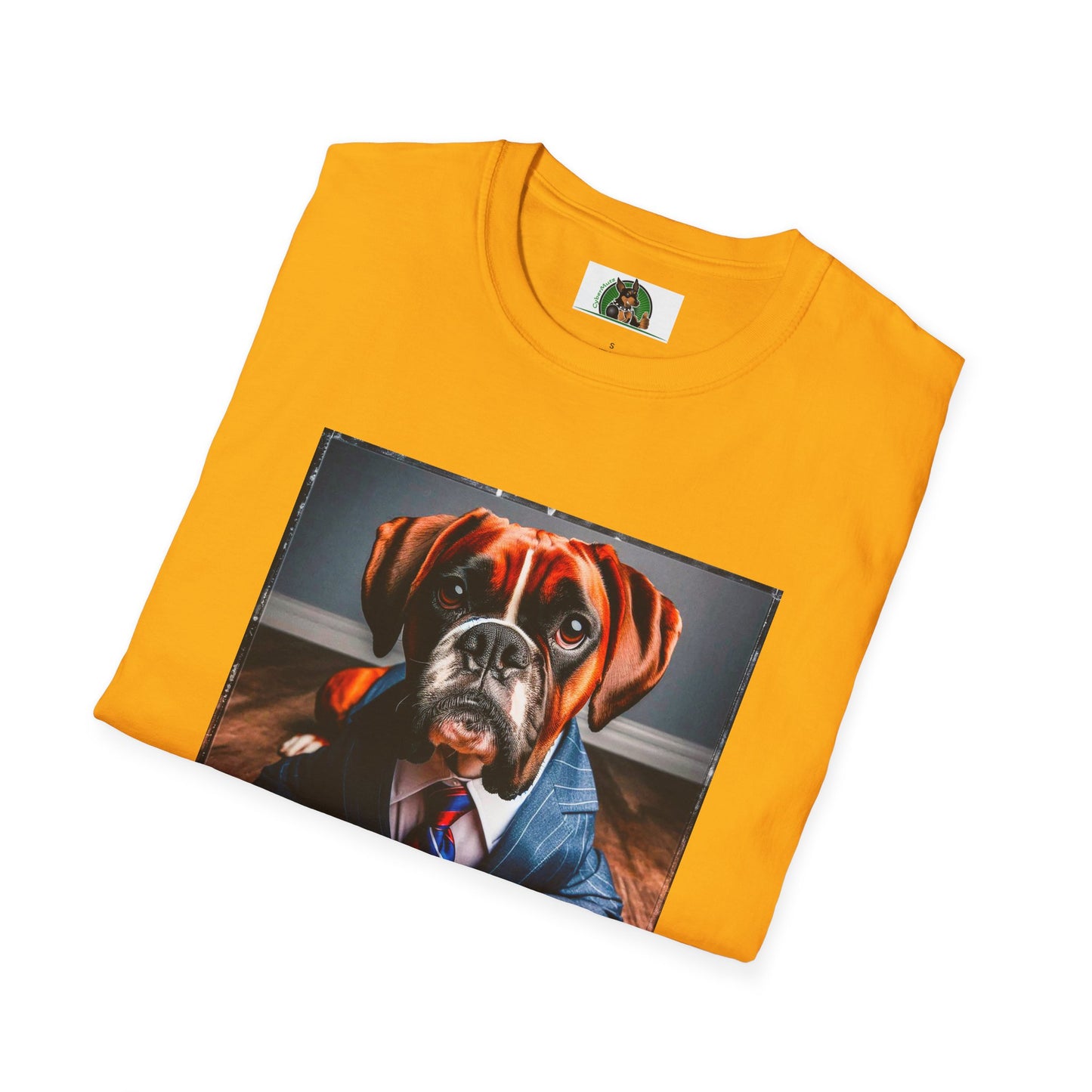 Boxer Dog Wearing Suit TShirt T-Shirt Printify
