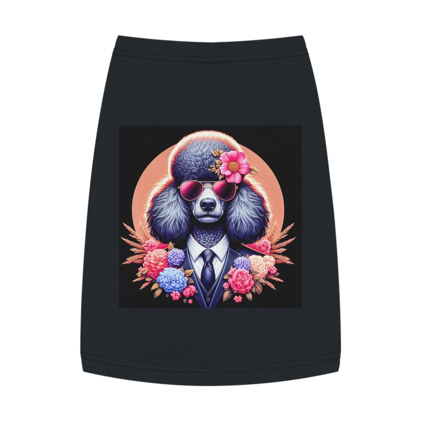 Pet Tank Top Poodle flower business msn Pets Printify M Black