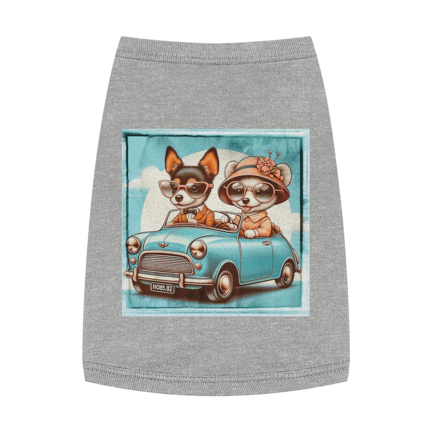 Wacky Pet Tank Top Rat Terrier couple driving Pets Printify M Heather