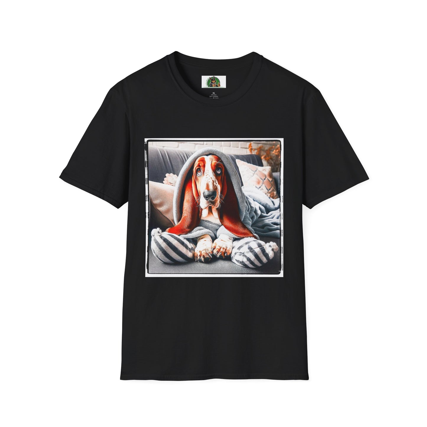Basset Hound Draped In Blanket T-Shirt Printify XS Black