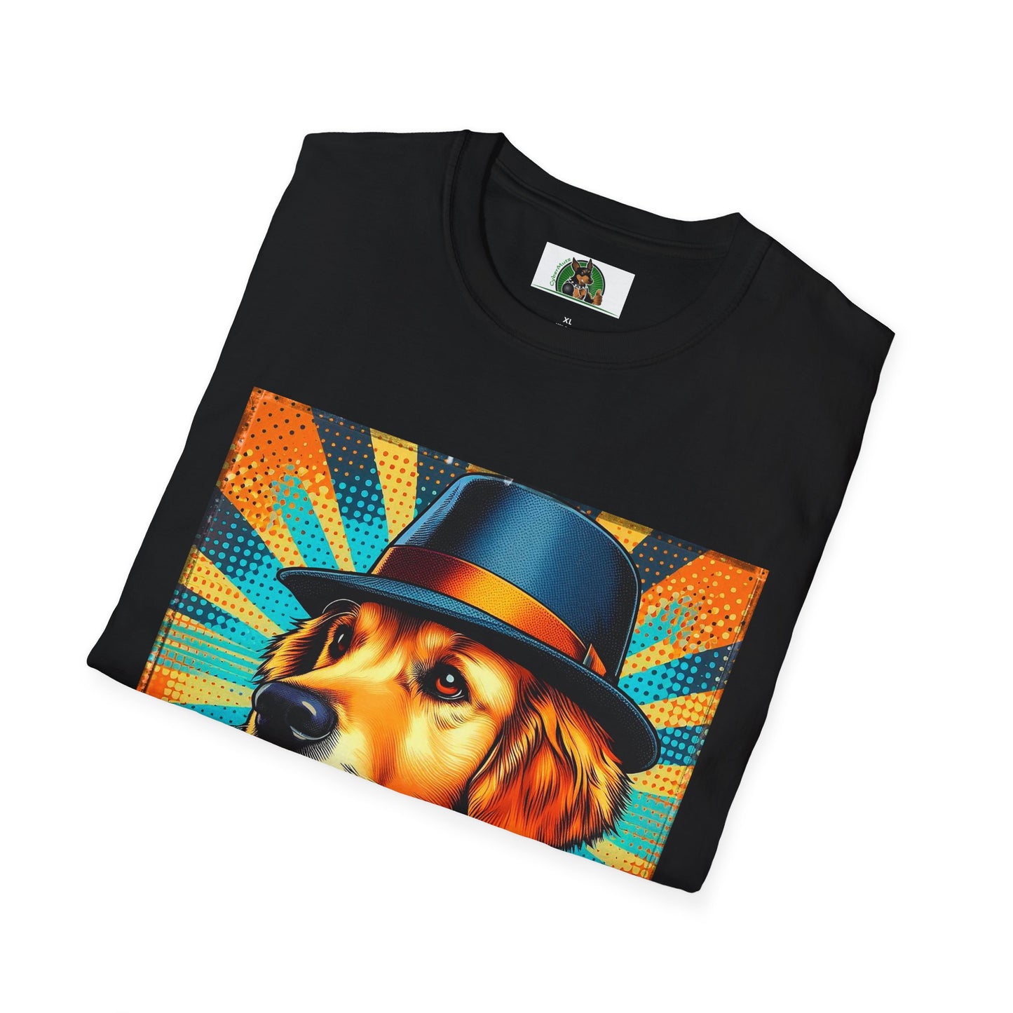 Golden Retriever fun top hat shirt T-Shirt Printify