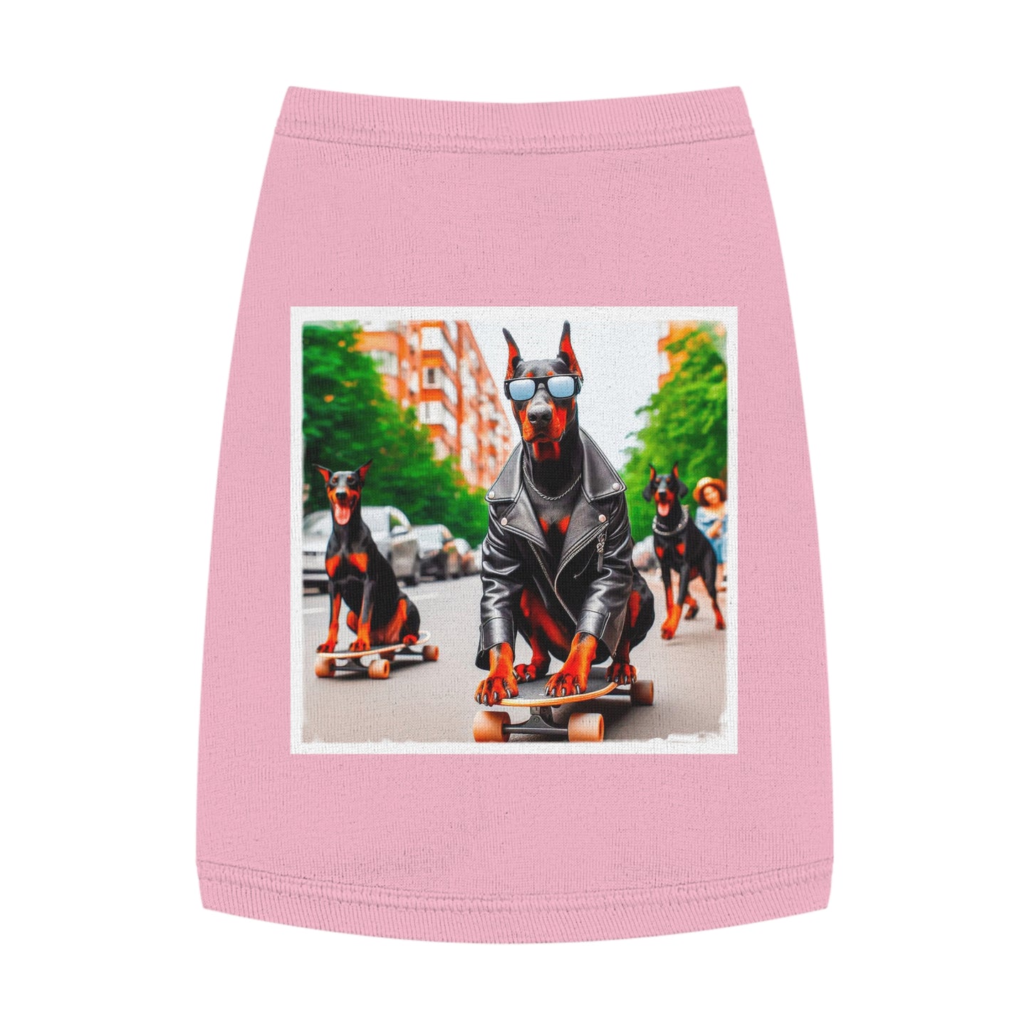 Pet Tank Top Doberman skating fun t shirt Pets Printify M Pink
