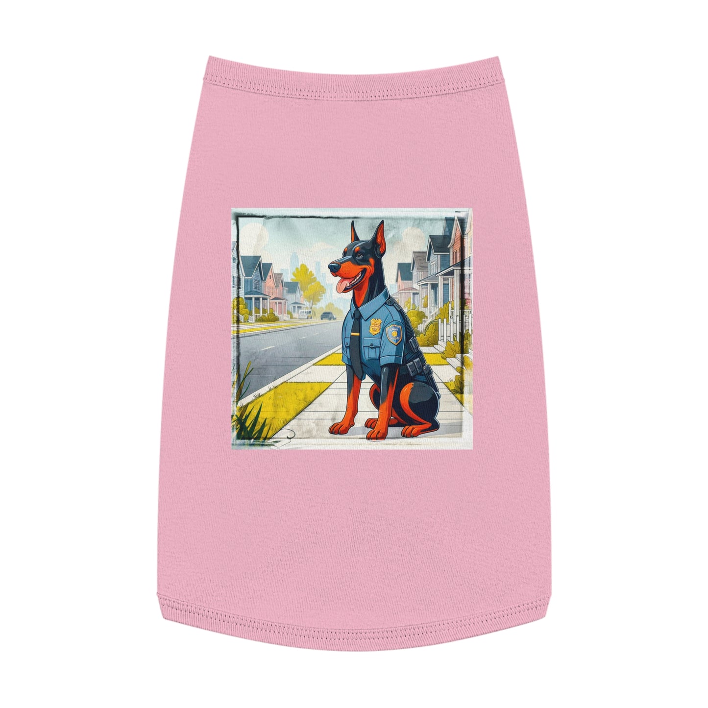 Pet Tank Top Doberman cop hero t shirt Pets Printify L Pink