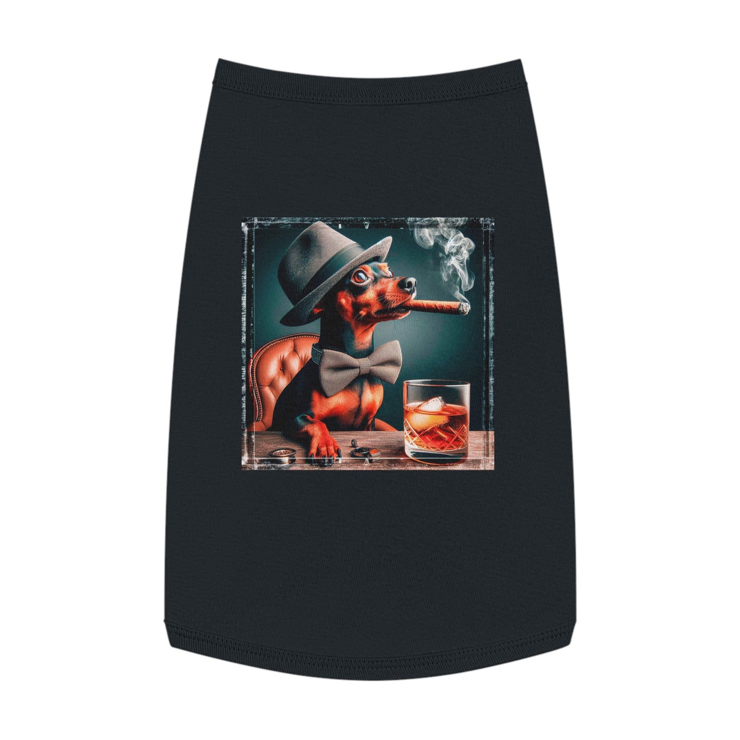 Min Pin Tank Tops cigar and drink Pets Printify L Black