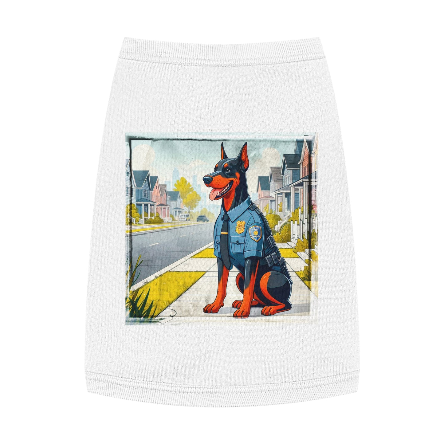 Pet Tank Top Doberman cop hero t shirt Pets Printify
