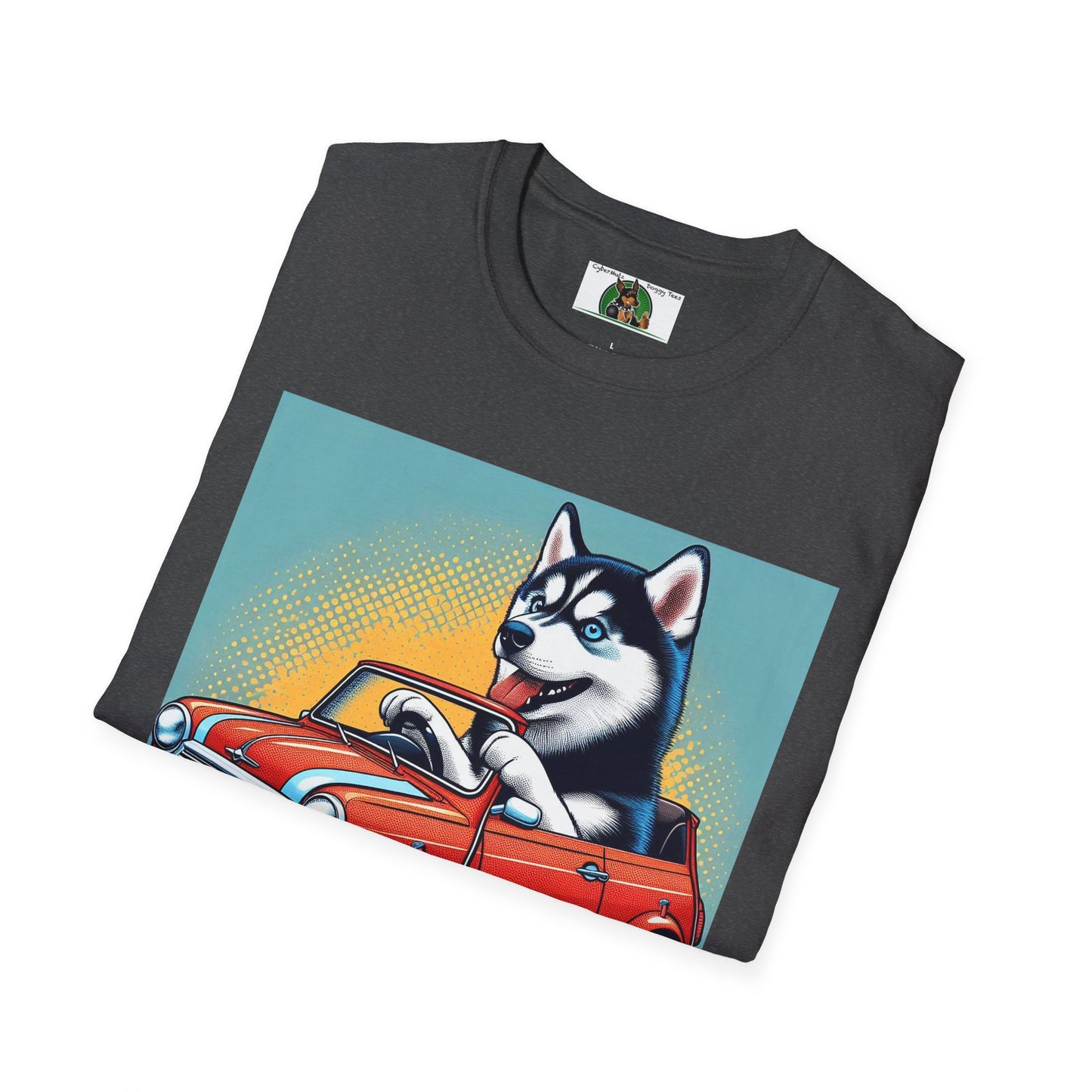 Husky in a Wacky Little Car T-Shirt Printify