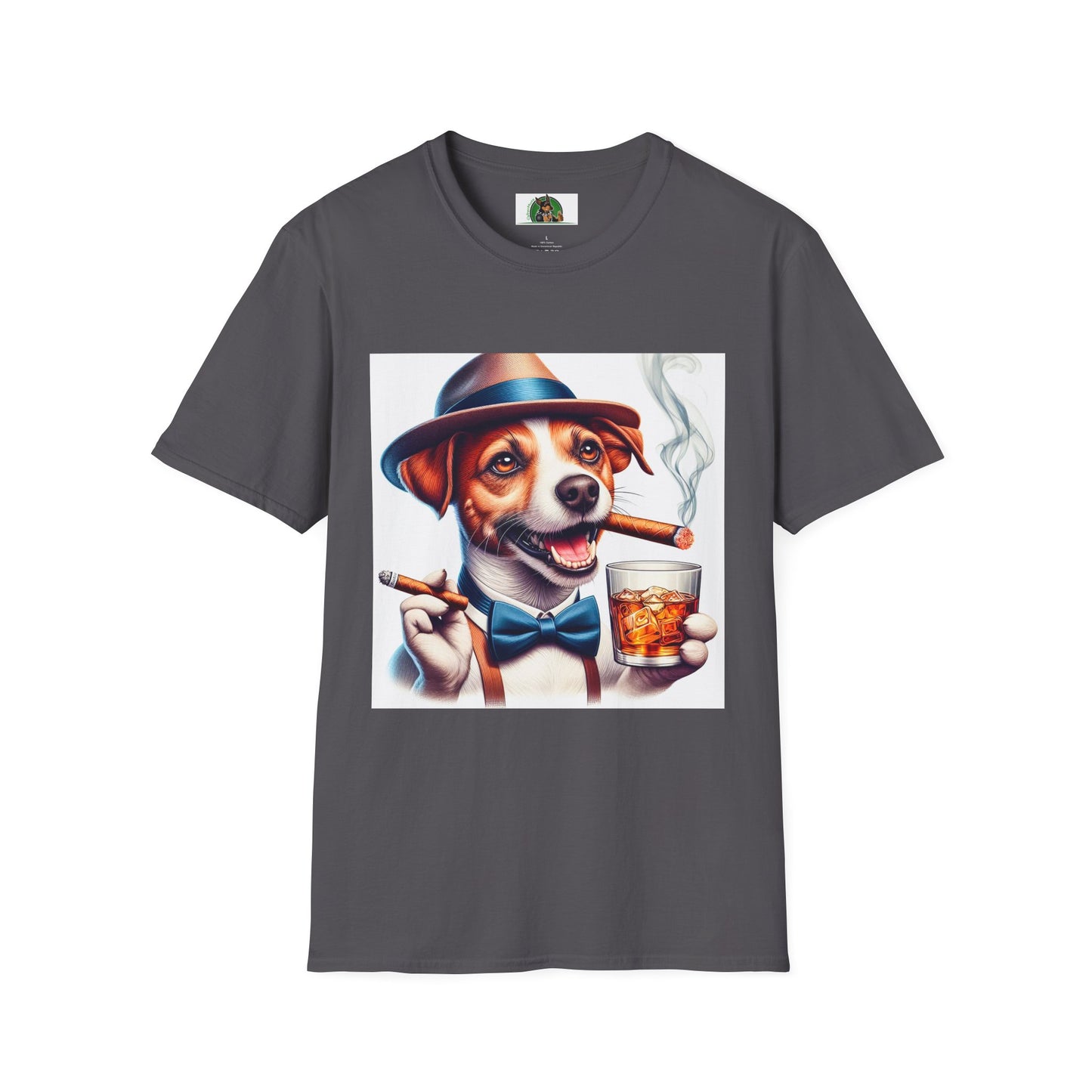 Jack Russell Stogey Whiskey T-Shirt Printify S Charcoal