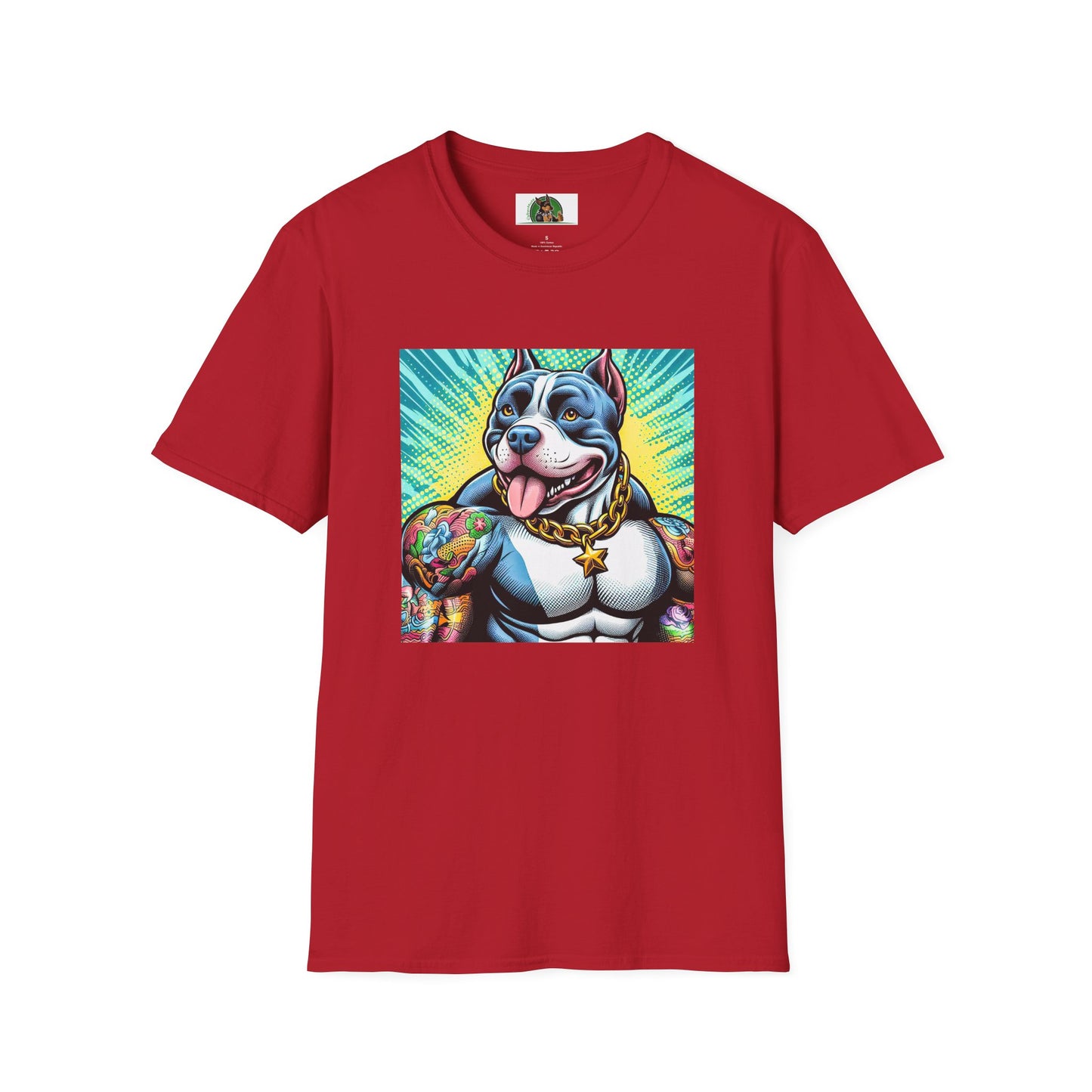 Pit Bull big muscles shirt T-Shirt Printify S Cherry Red