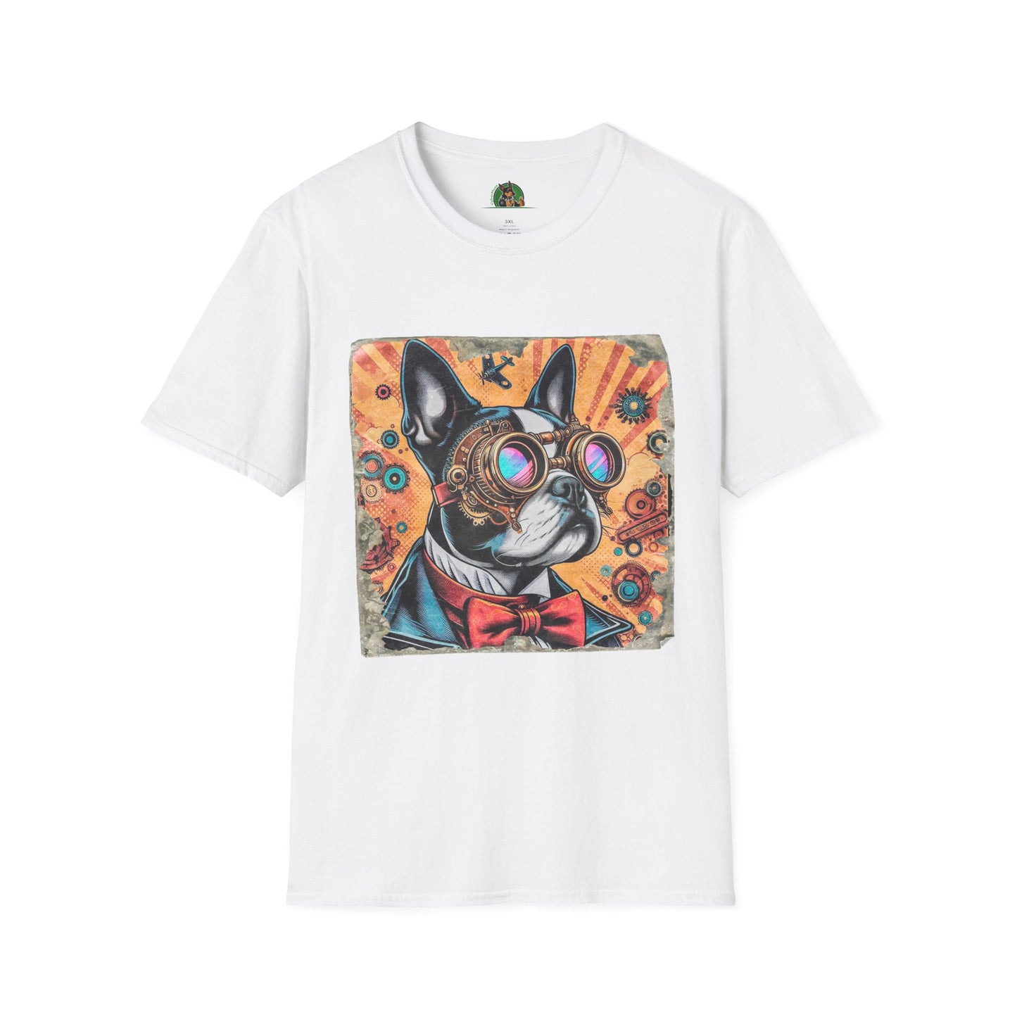Steampunk Boston Terrier T-Shirt T-Shirt Printify XS White