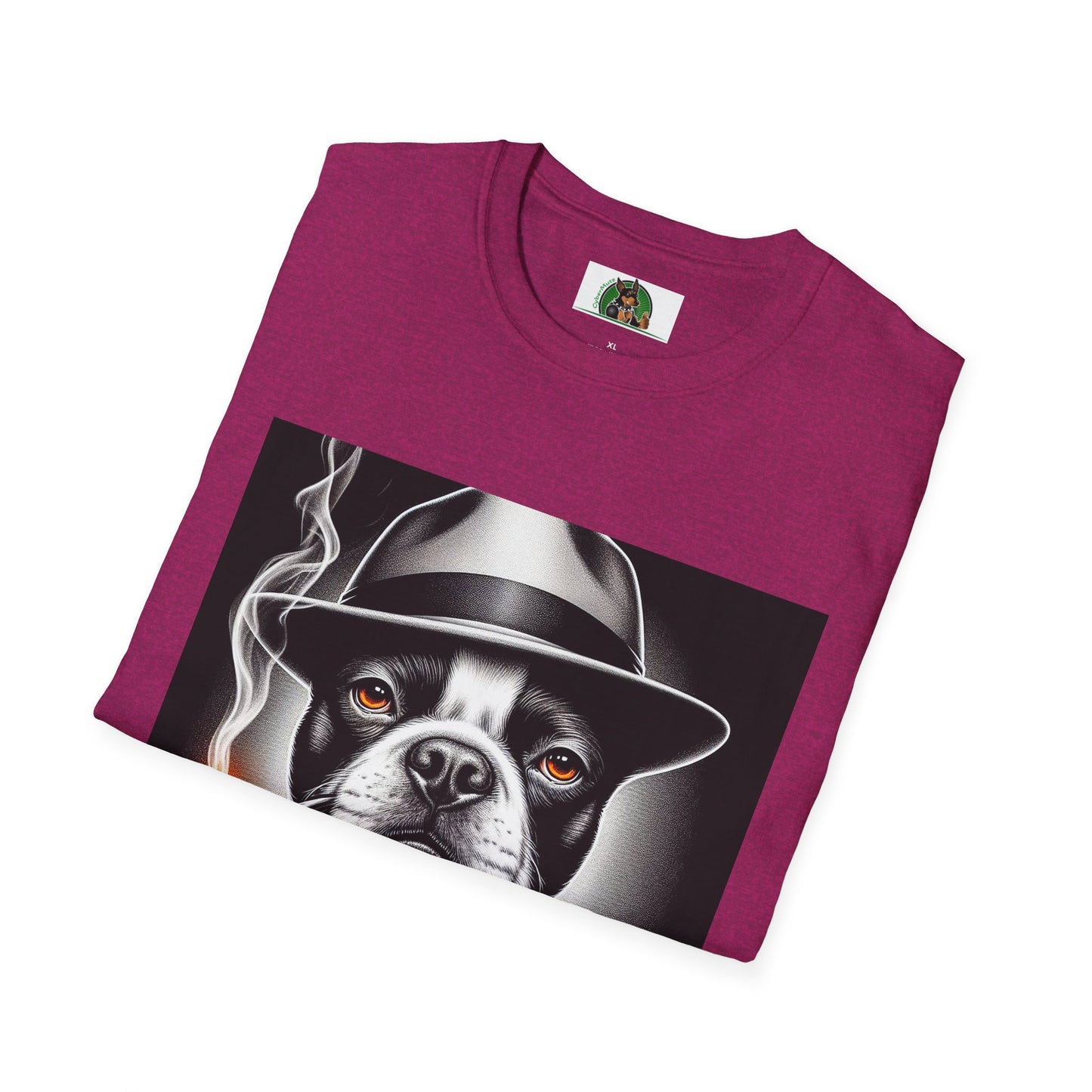 Boston Terrier Dog Smoking Pipe Drinking Whiskey T-Shirt Printify