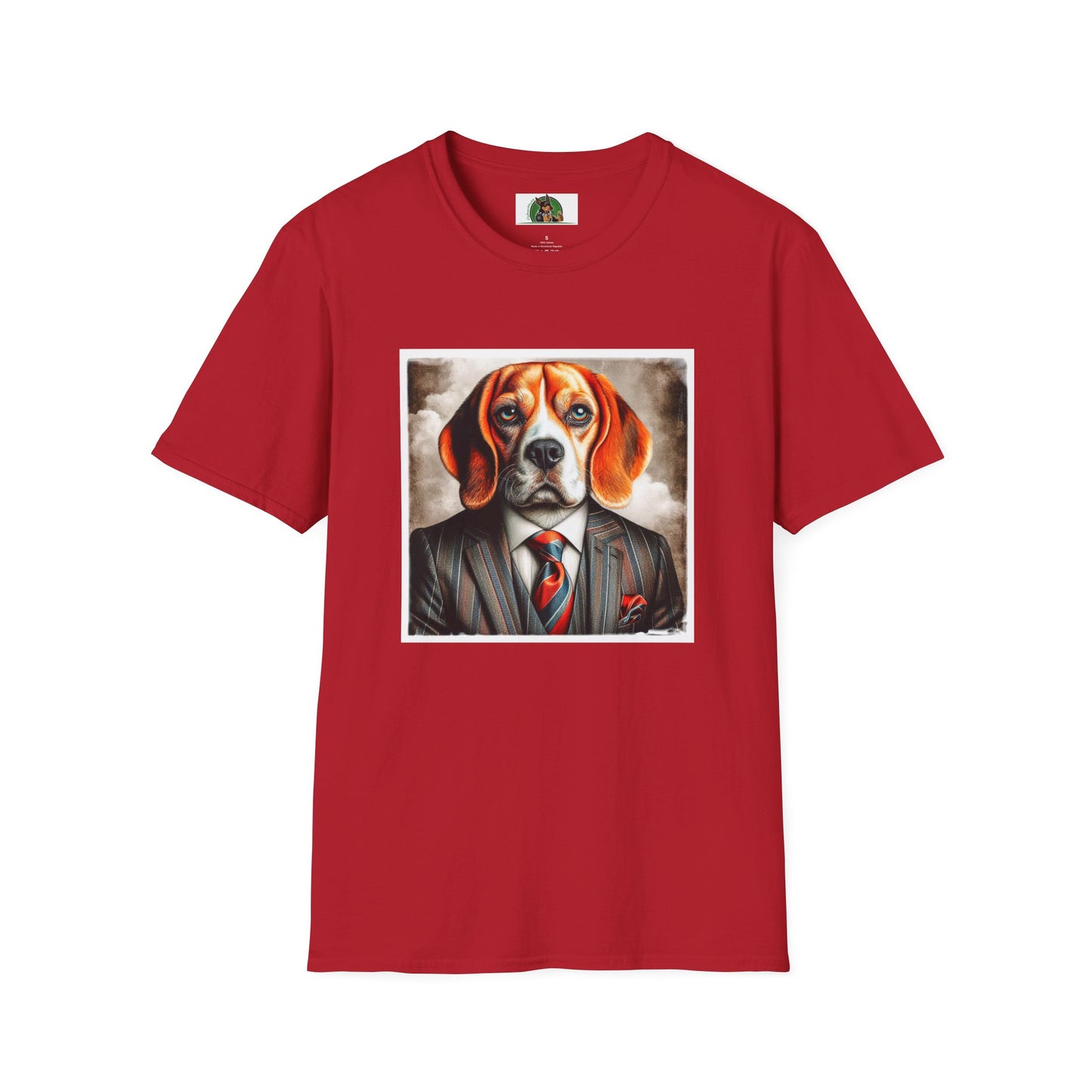 Beagle Wearing Power Suit T-Shirt Printify S Cherry Red