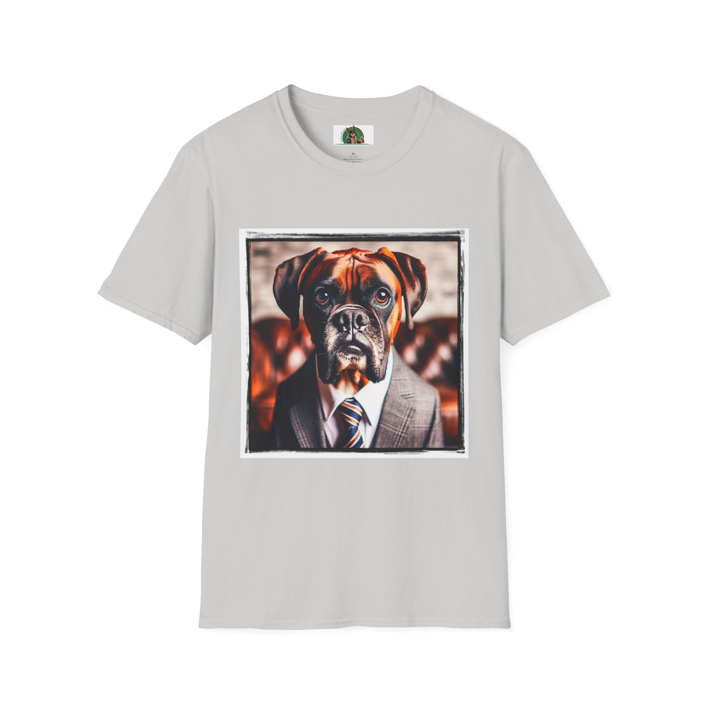 Boxer Dog In Suit Shirt T-Shirt Printify S Ice Grey