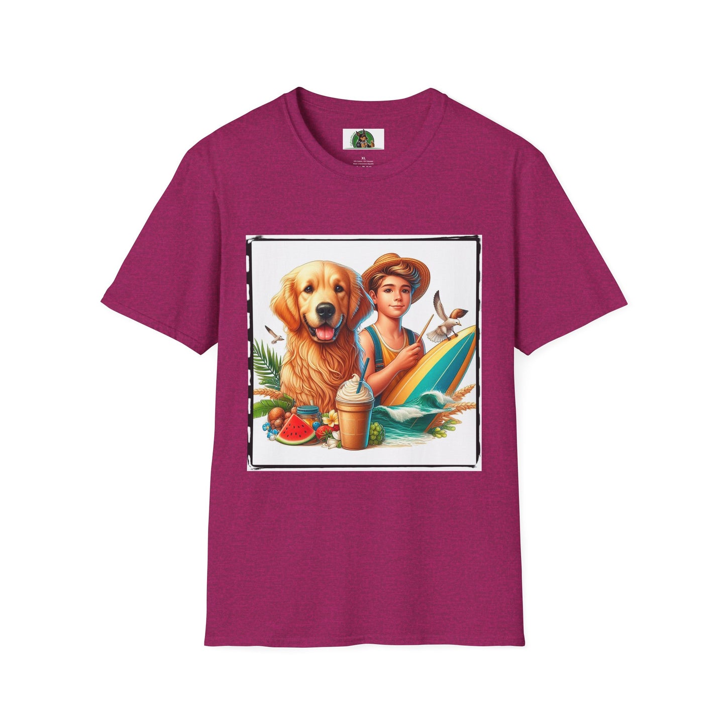 Golden Retriever boy and handsome puppy T-Shirt Printify S Antique Heliconia