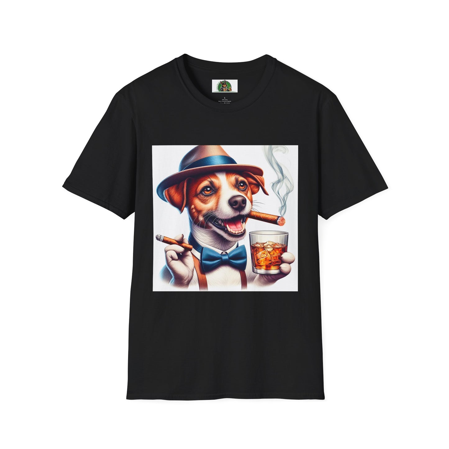 Jack Russell Stogey Whiskey T-Shirt Printify S Black
