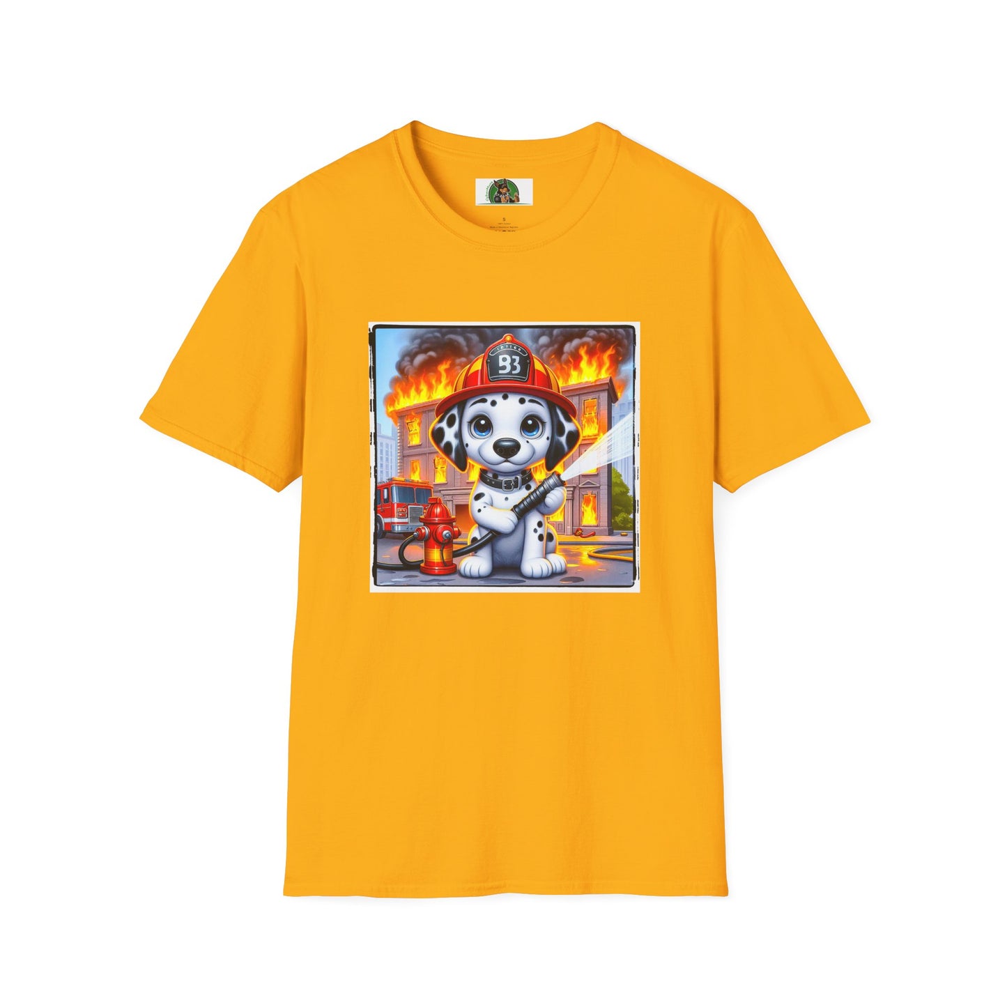 Dalmatian blazing fire t shirt T-Shirt Printify S Gold
