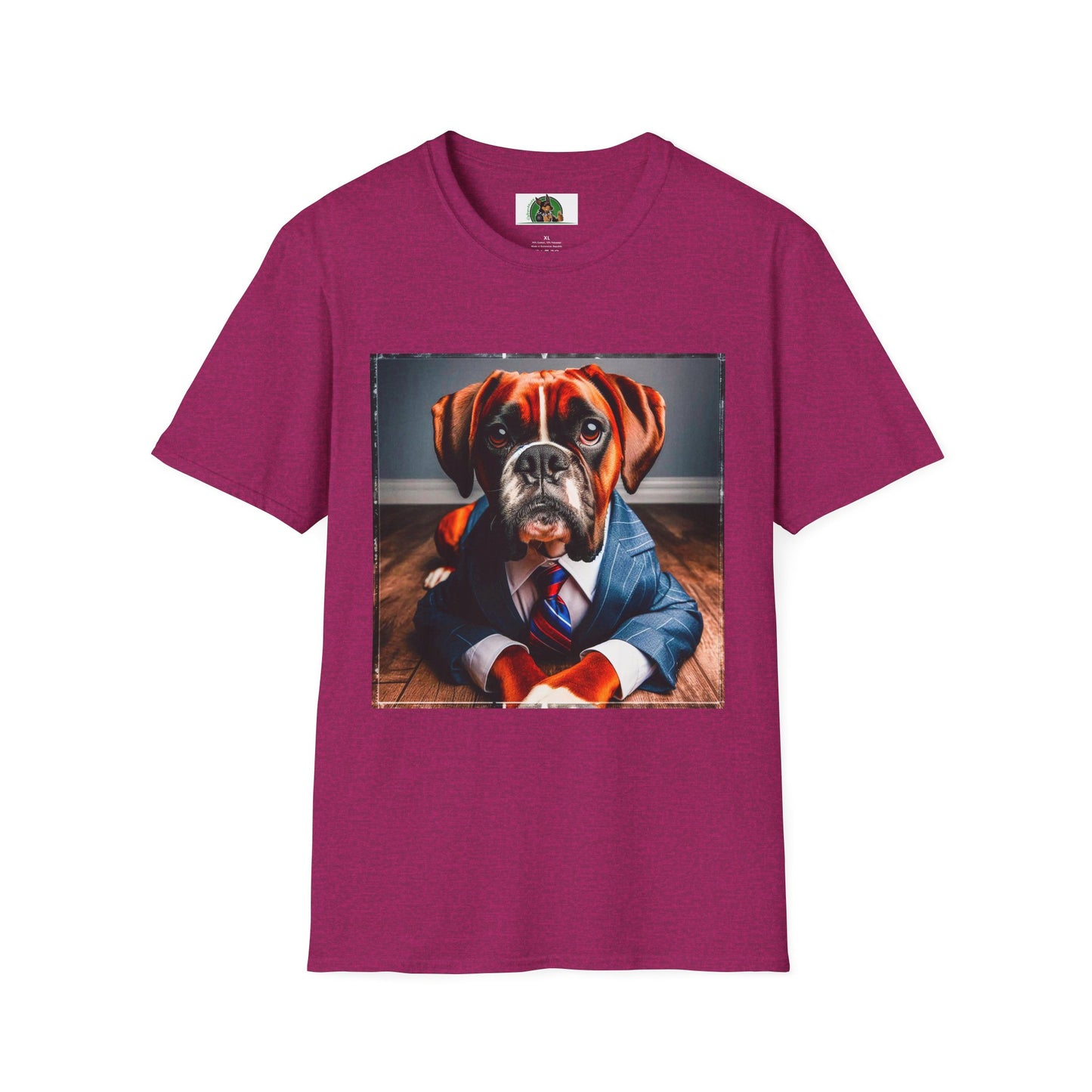 Boxer Dog Wearing Suit TShirt T-Shirt Printify S Antique Heliconia