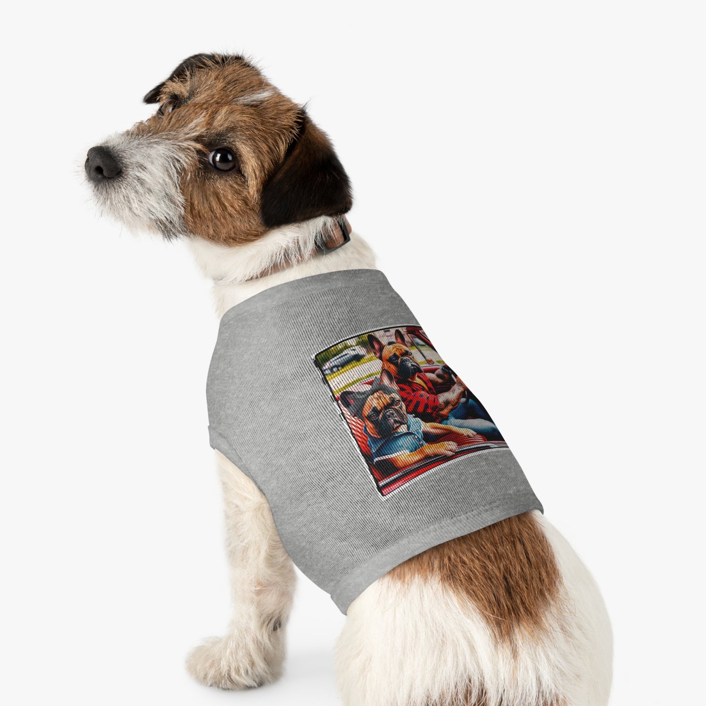 Pet Tank Top French Bulldog family driving t shirt Pets Printify