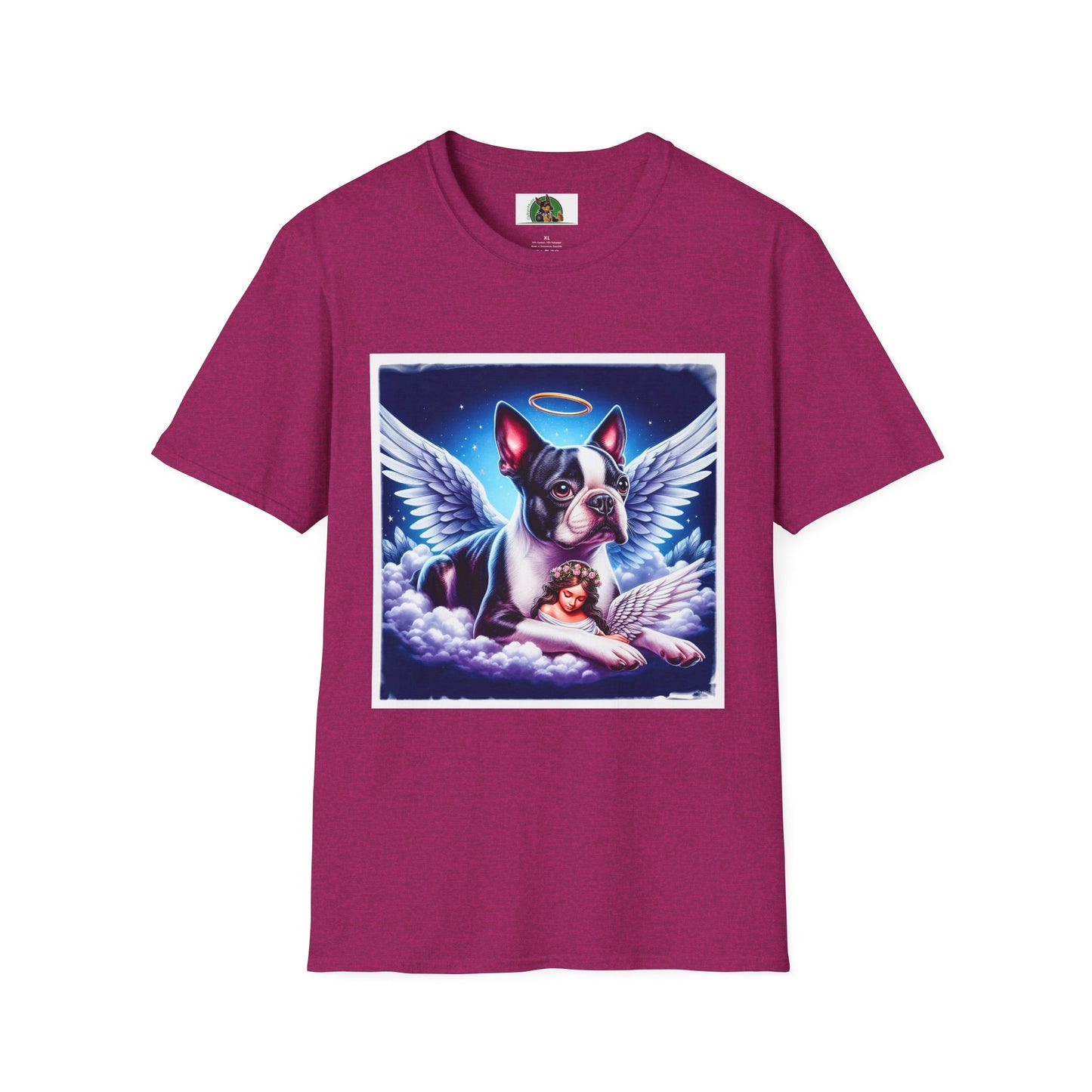 Boston Terrier Angel And Girl Shirt T-Shirt Printify S Antique Heliconia