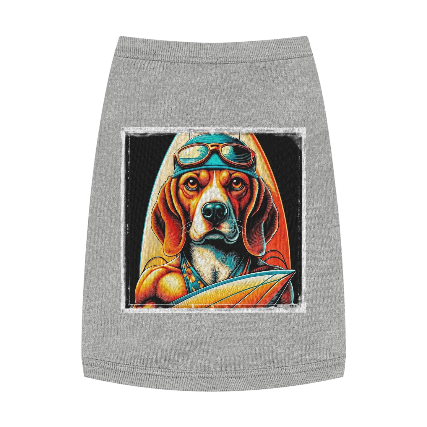 Pet Tank Top Beagle Surfer Pets Printify M Heather