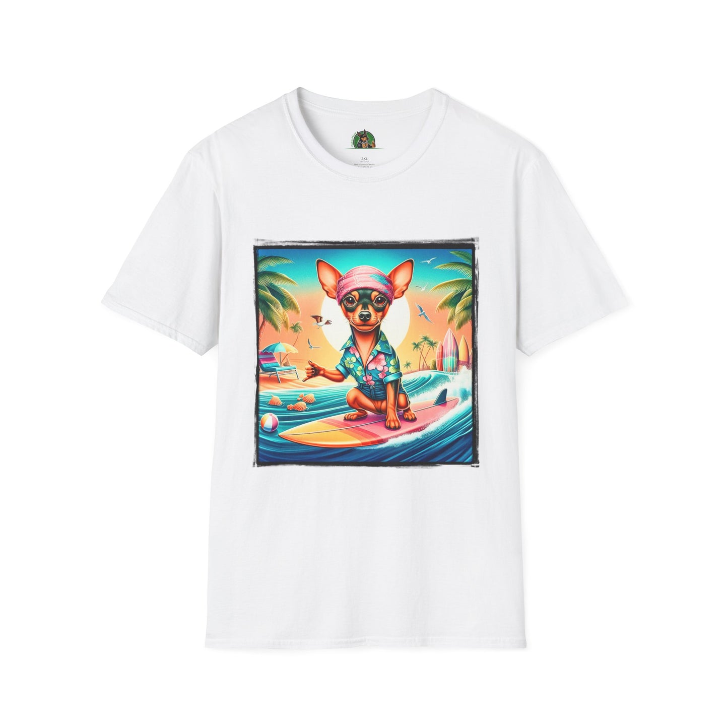 Min Pin T-Shirt Hawaiian surfing T-Shirt Printify XS White