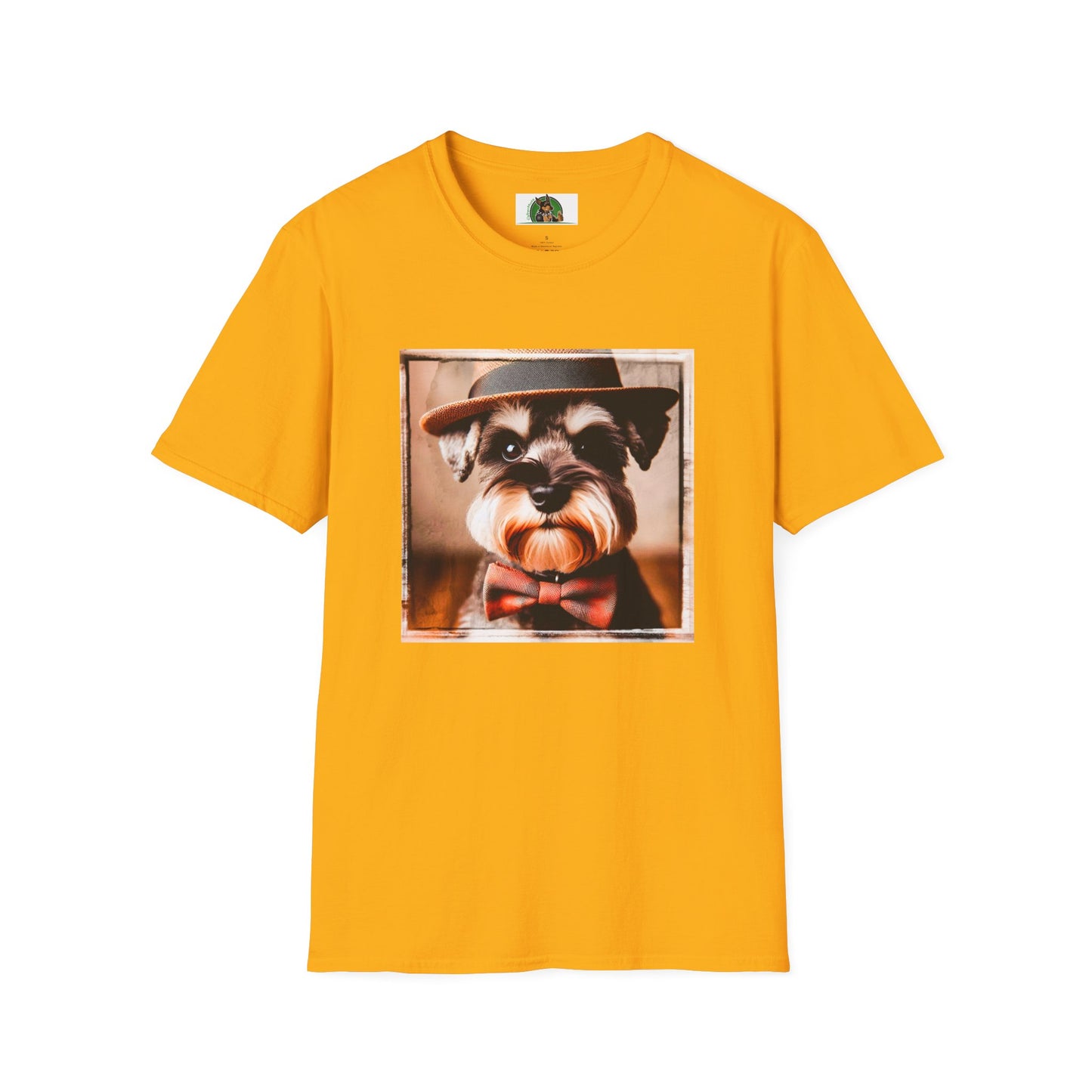 Miniature Schnauzer top hat shirt T-Shirt Printify S Gold