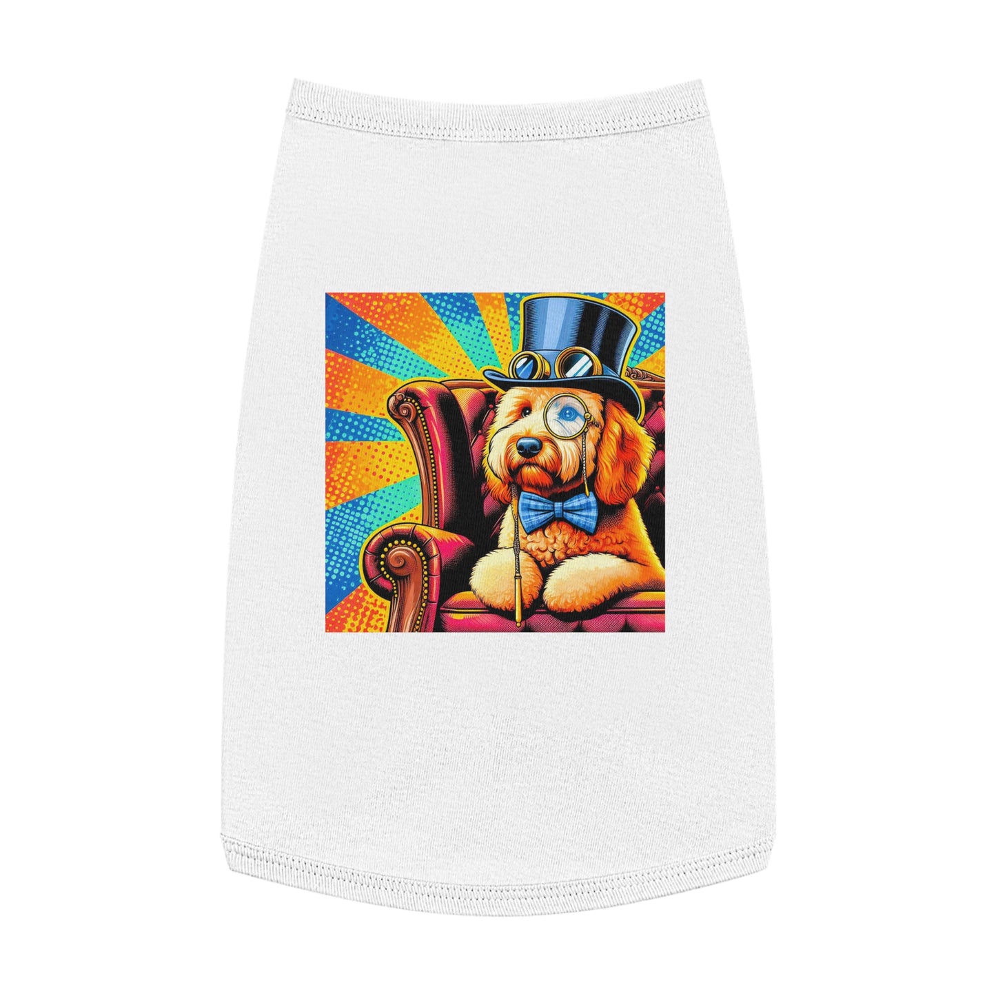 Pet Tank Golden Doodle colorful steampunk shirt Pets Printify L White