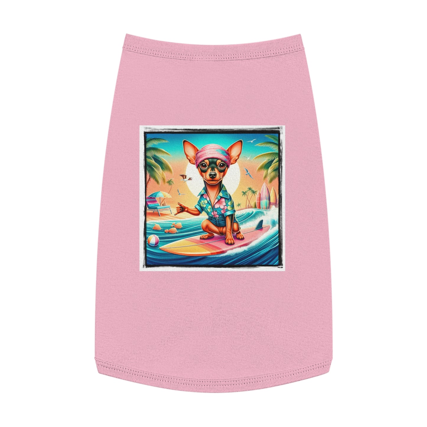 Dog Tank Top - Min Pin Tank Tops vacationing puppy Pets Printify L Pink