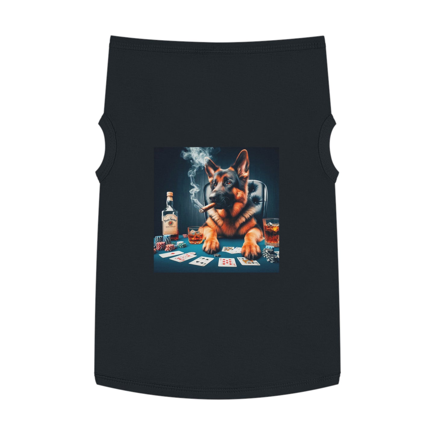 German Shepherd poker player shirt Pets Printify XL Black