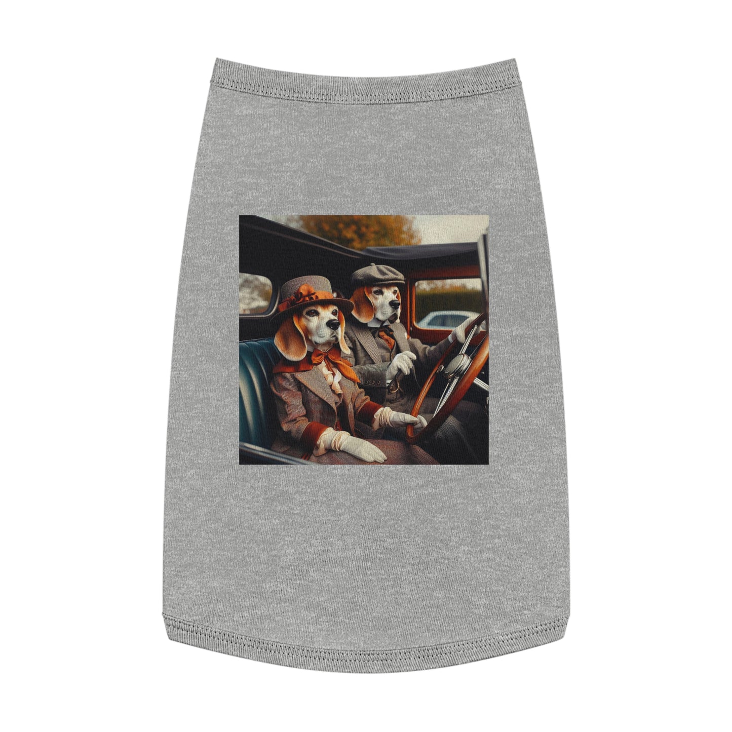 Pet Tank Top Wacky Beagle Dogs In Old Time Car Pets Printify L Heather