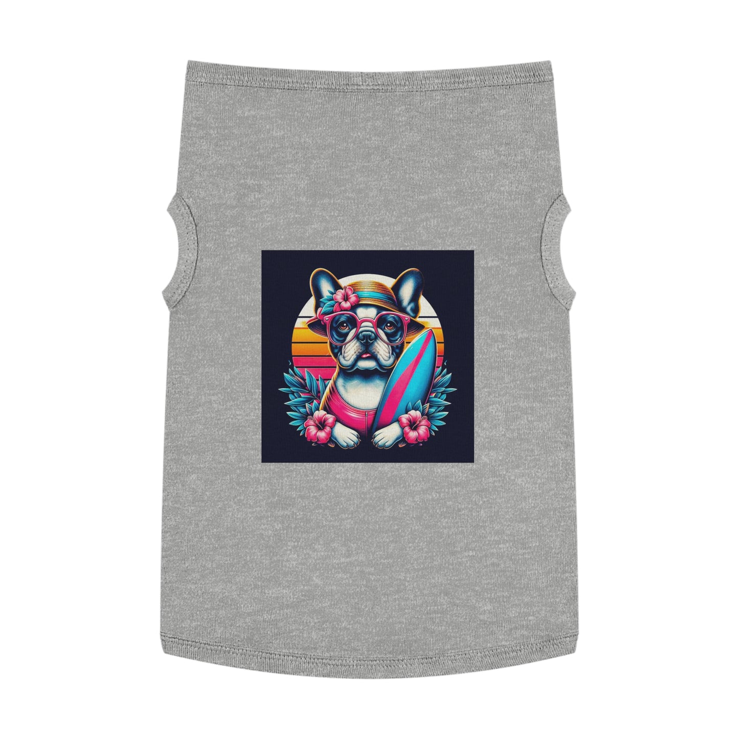 Pet Tank Top French Bulldog pretty flowers t shirt Pets Printify XL Heather
