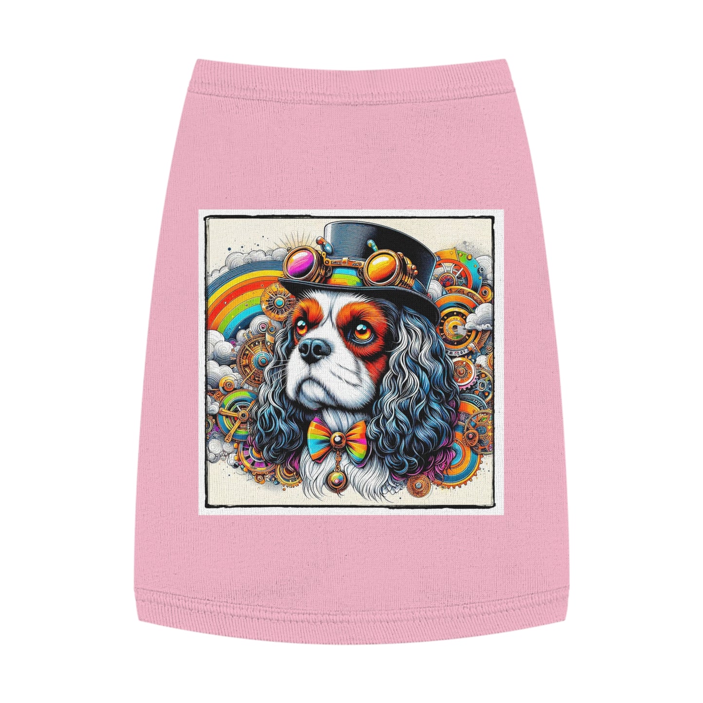 Pet Tank Top Cavalier King Charles Spaniel SteamPunk Colorful T Shirt Pets Printify M Pink