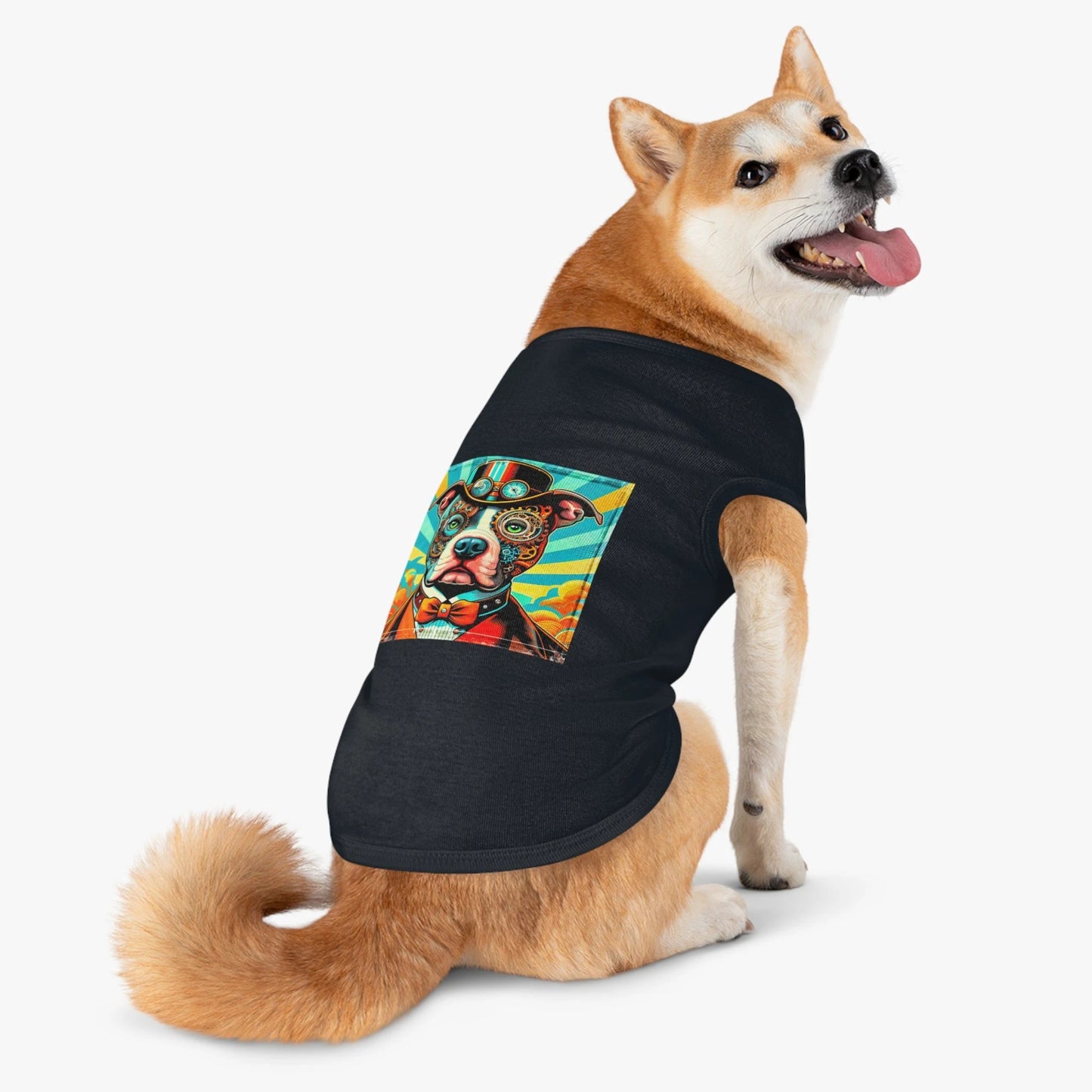 Pet Tank Top Pit Bull cool steam punk by Printify