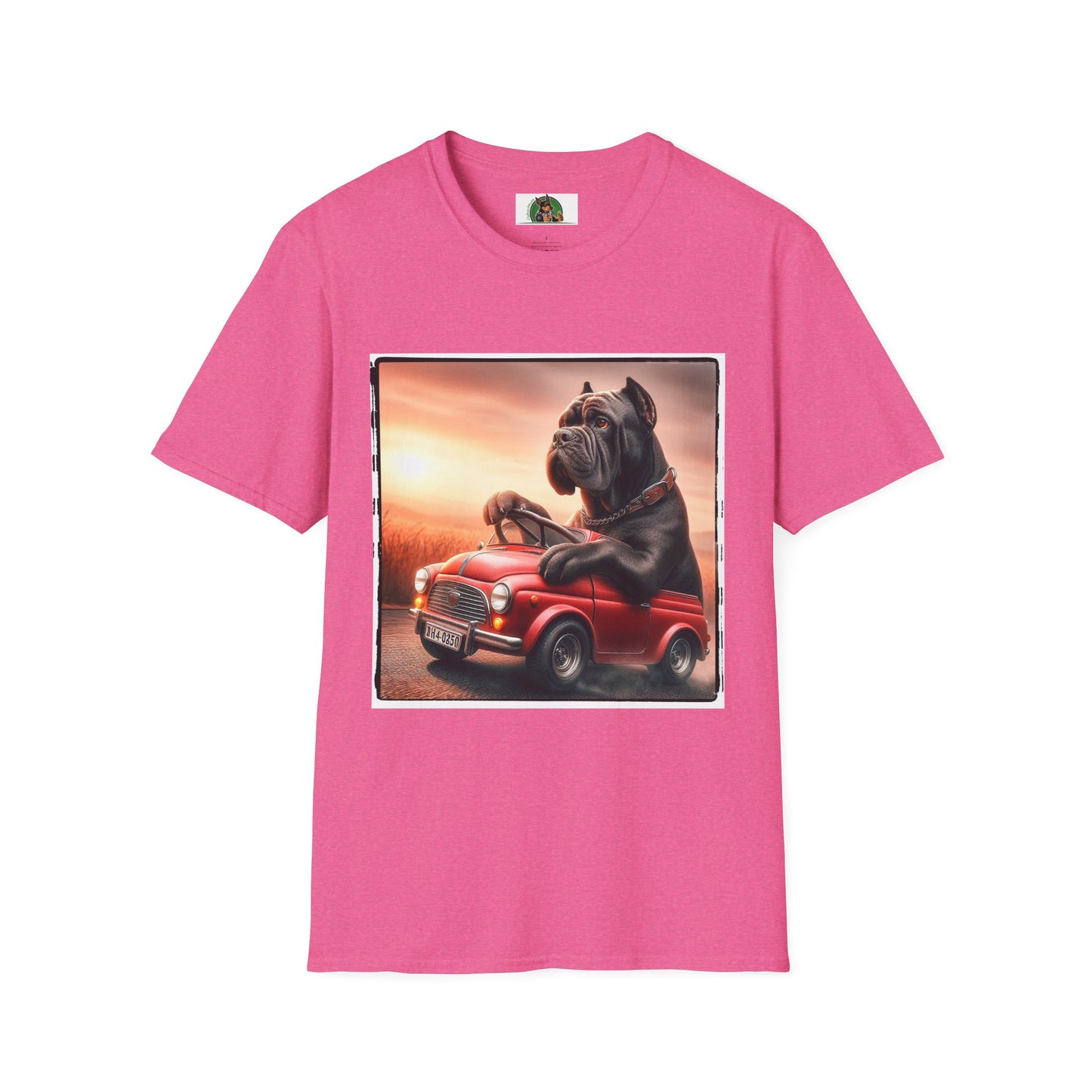 Wacky Cane Corso Driving Little Car T-Shirt Printify S Heather Heliconia