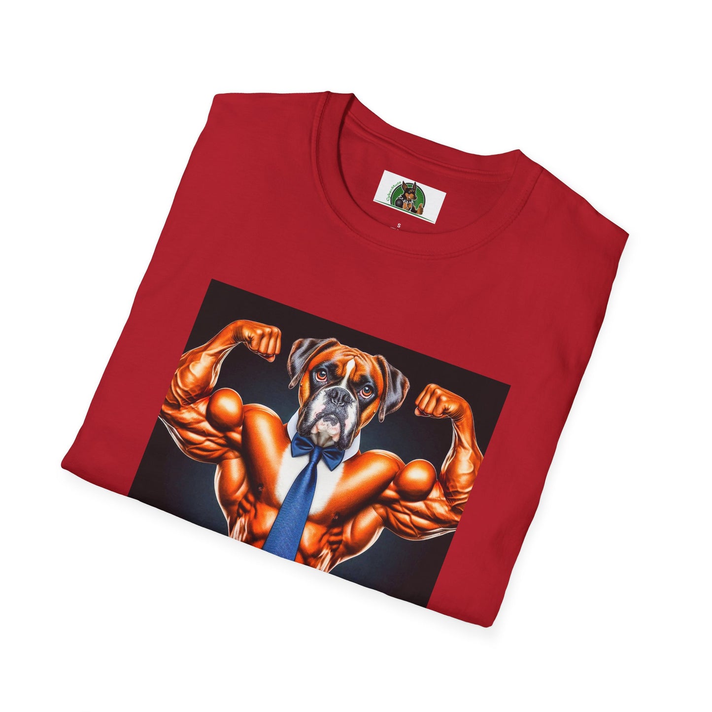 Boxer Muscle Dog Wearing Tie TShirt T-Shirt Printify