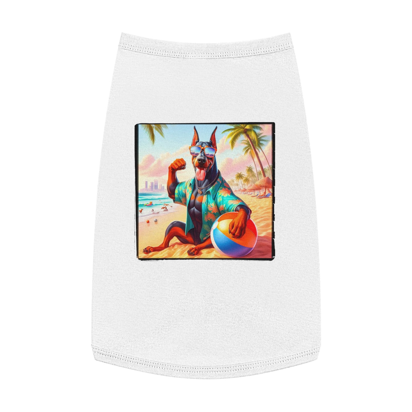 Pet Tank Top Doberman fun in the sun t shirt Pets Printify L White