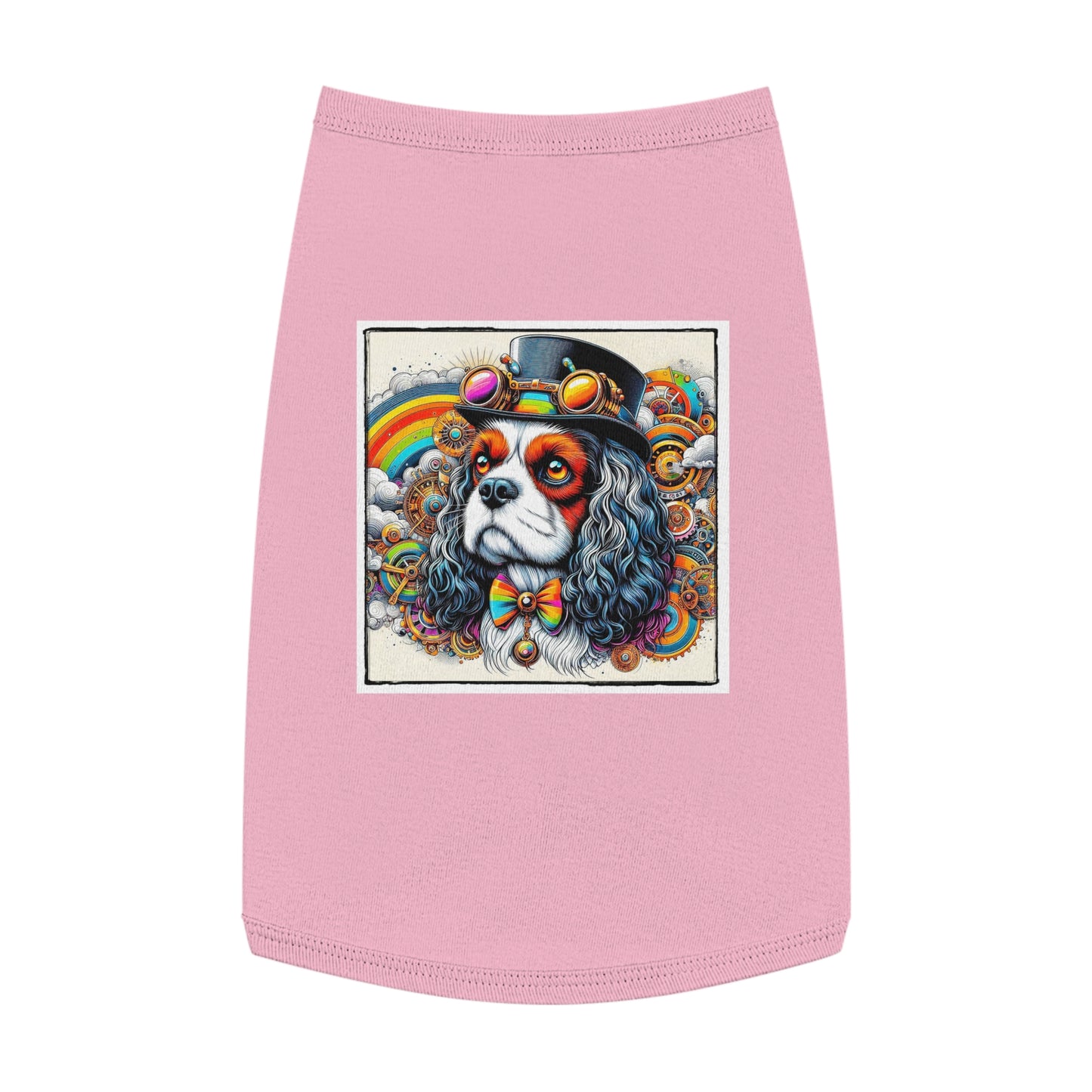 Pet Tank Top Cavalier King Charles Spaniel SteamPunk Colorful T Shirt Pets Printify L Pink