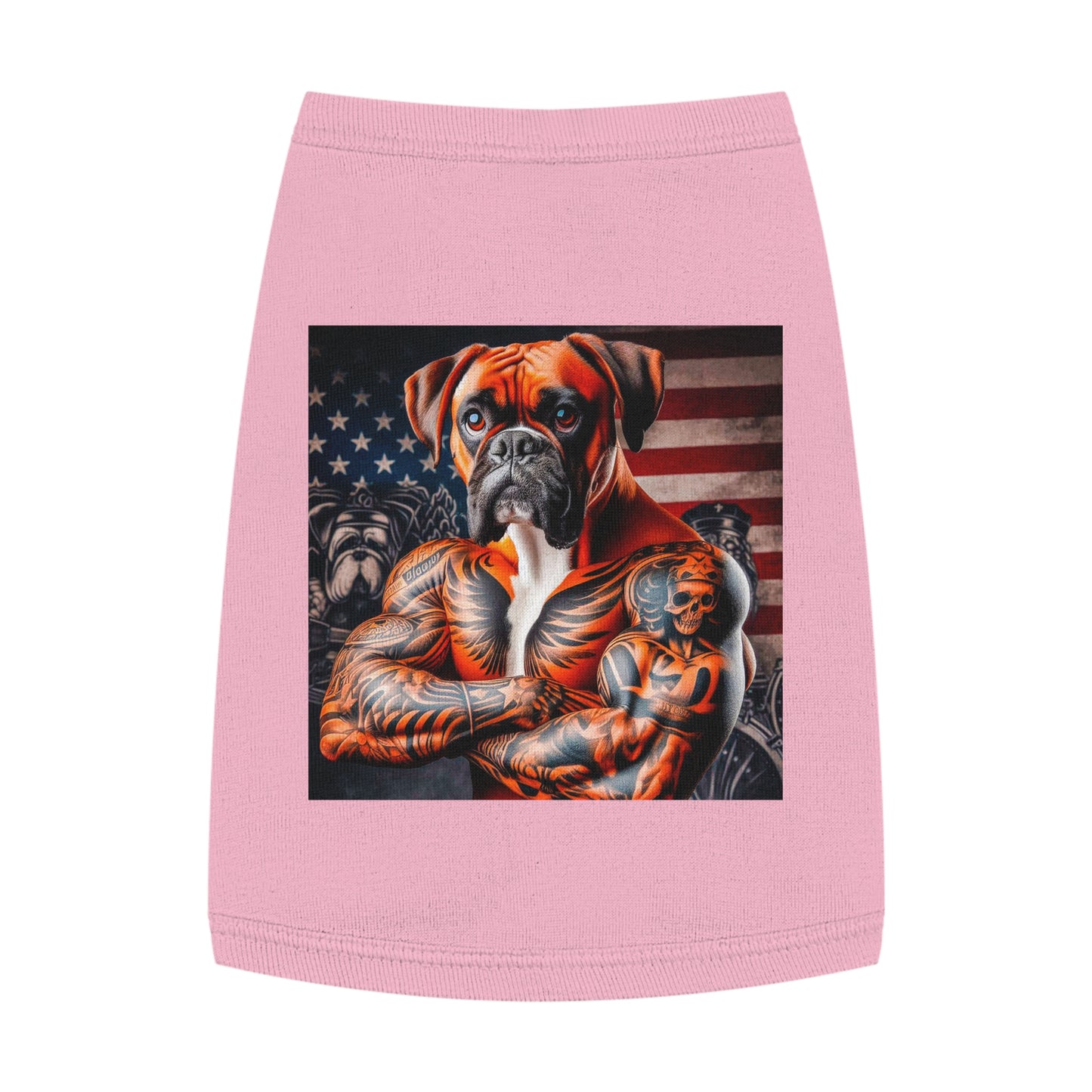 Pet Tank Top Boxer Dog American Flag Pets Printify M Pink